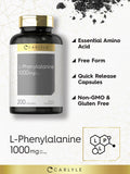 Étiquette Carlyle L-Phénylalanine affichant sans gluten et sans OGM.