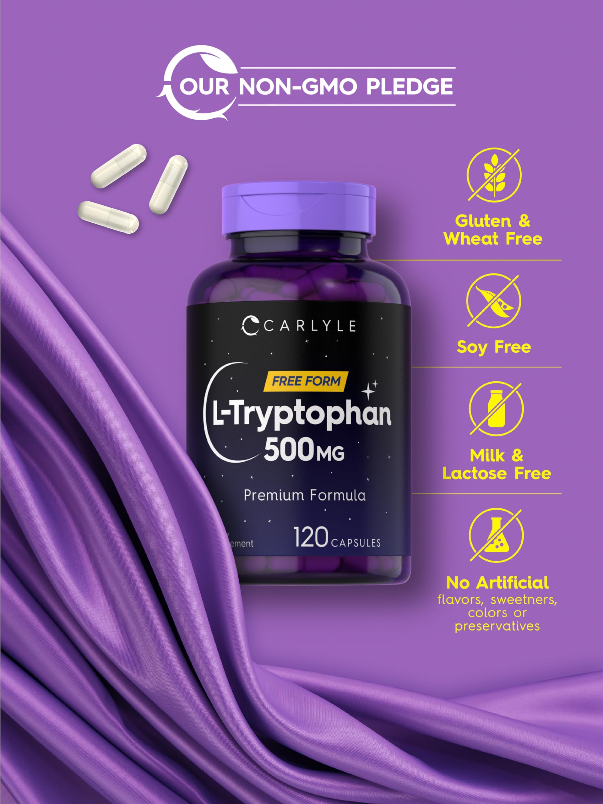 Fiche nutritionnelle Carlyle L-Tryptophane, présentation lisible et transparente.