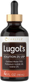 Bouteille Carlyle Lugols Iodine 4 onces prête au dosage précis.