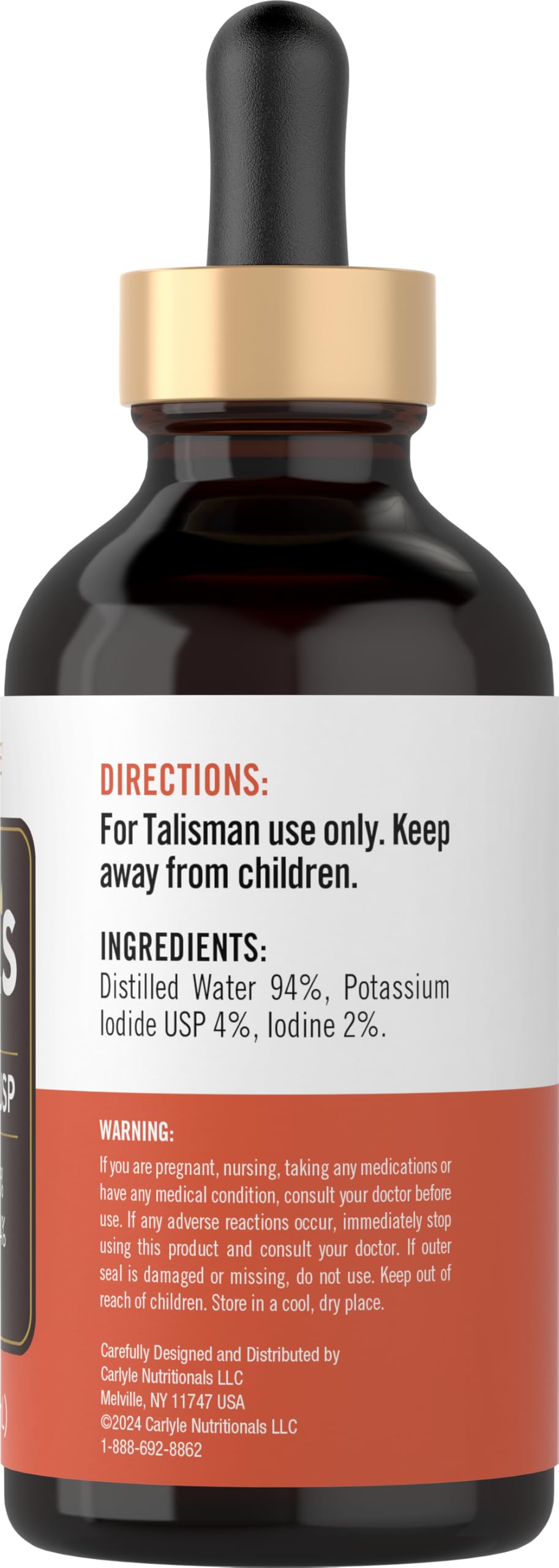 Gouttes Carlyle Lugols Iodine avec doseur intégré pour dosage facile.