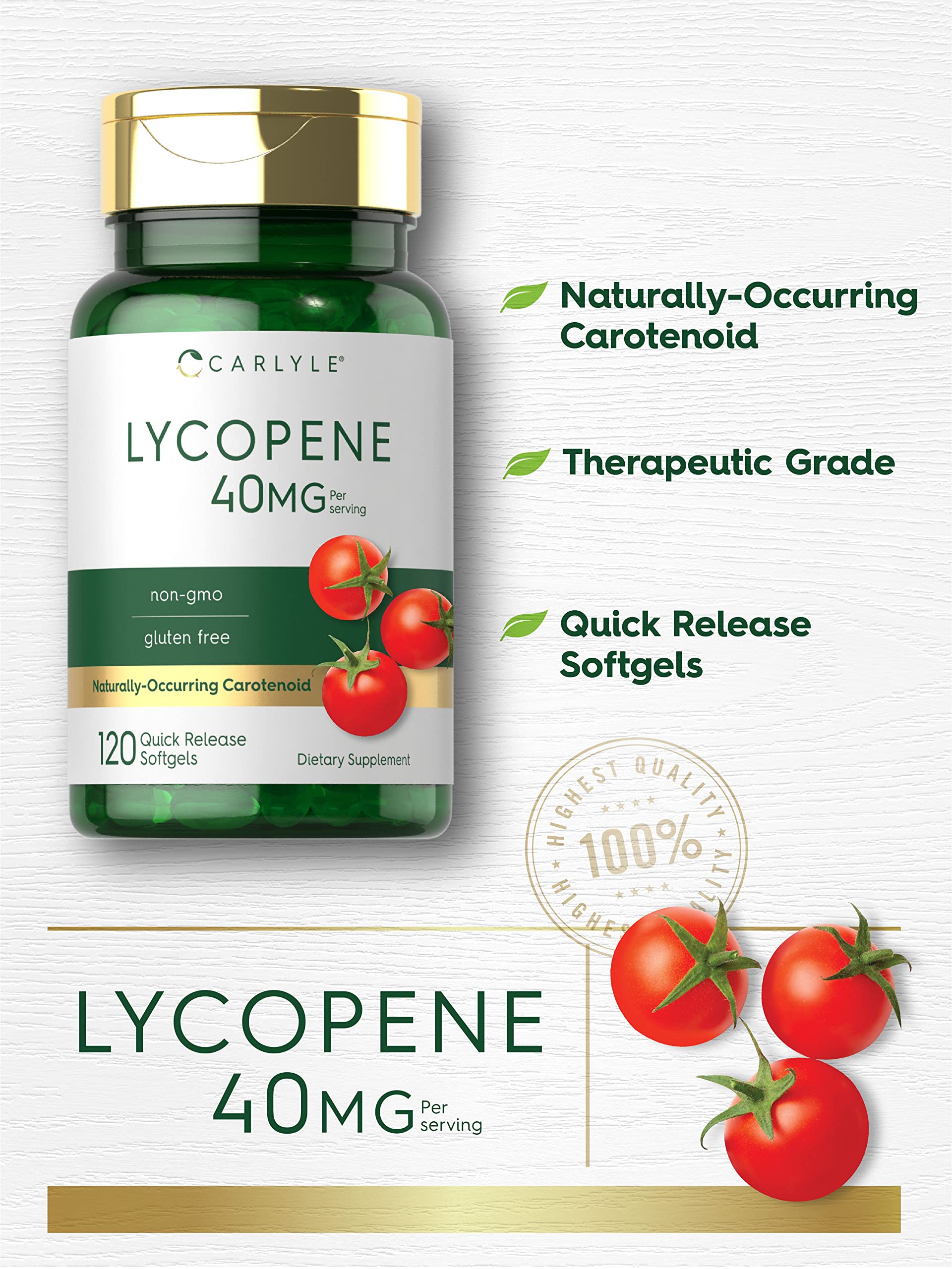 Étiquette Carlyle Lycopène 40 mg, présentation du produit et ingrédients clés