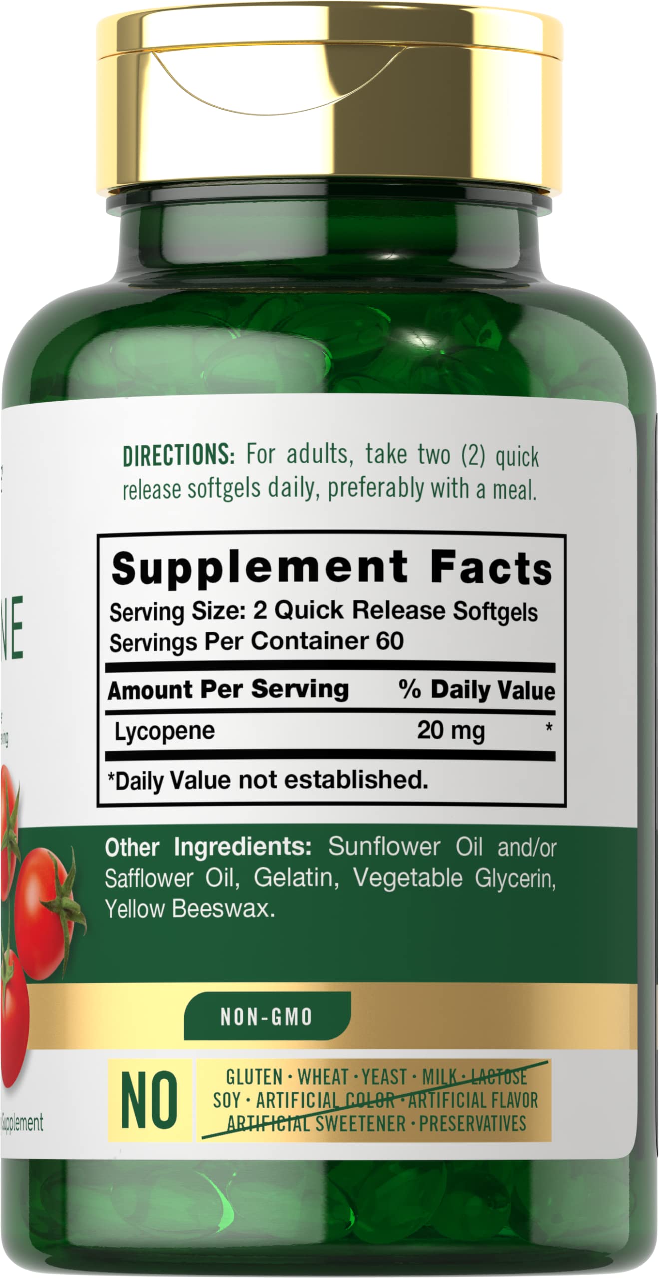 Carlyle Lycopène - étiquette nutrition claire et dosage accessible.