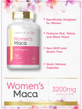 Étiquette Carlyle Maca pour femmes avec ingrédients et informations claires
