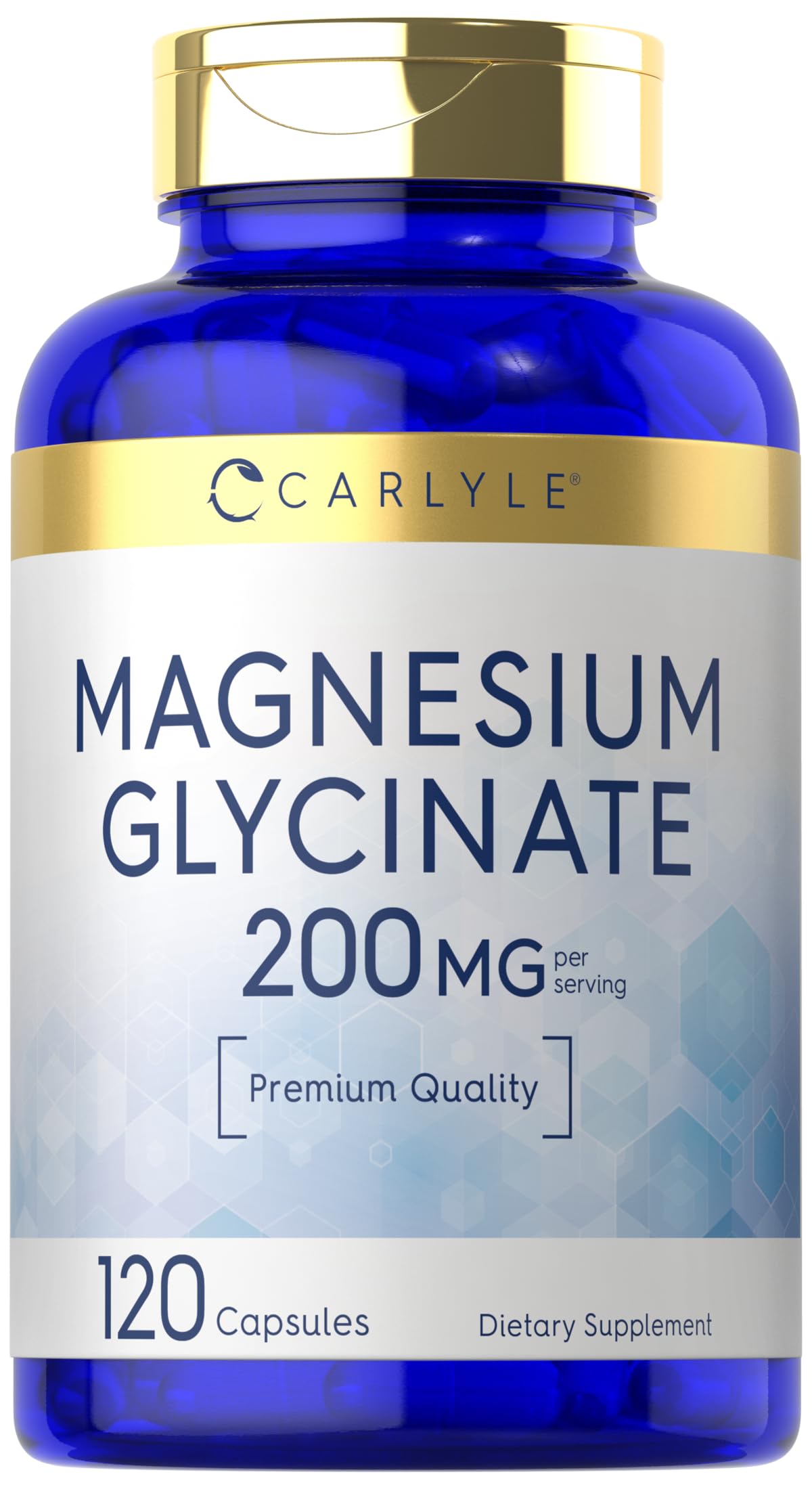 Carlyle Magnésium Glycinate, bouteille 200 mg, absorption potentielle au quotidien.