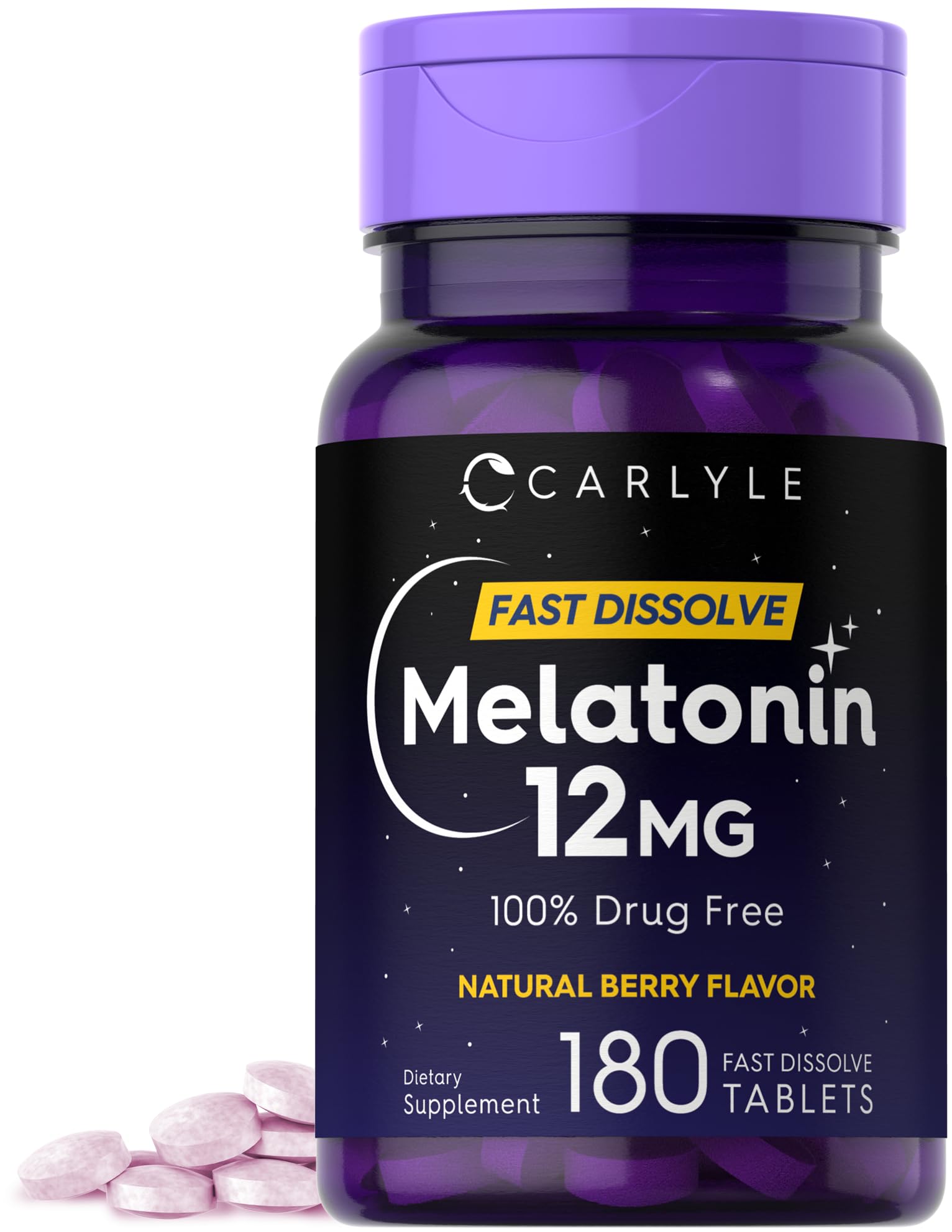 Carlyle Mélatonine 12 mg dissolution rapide — bouteille prête pour routine nocturne