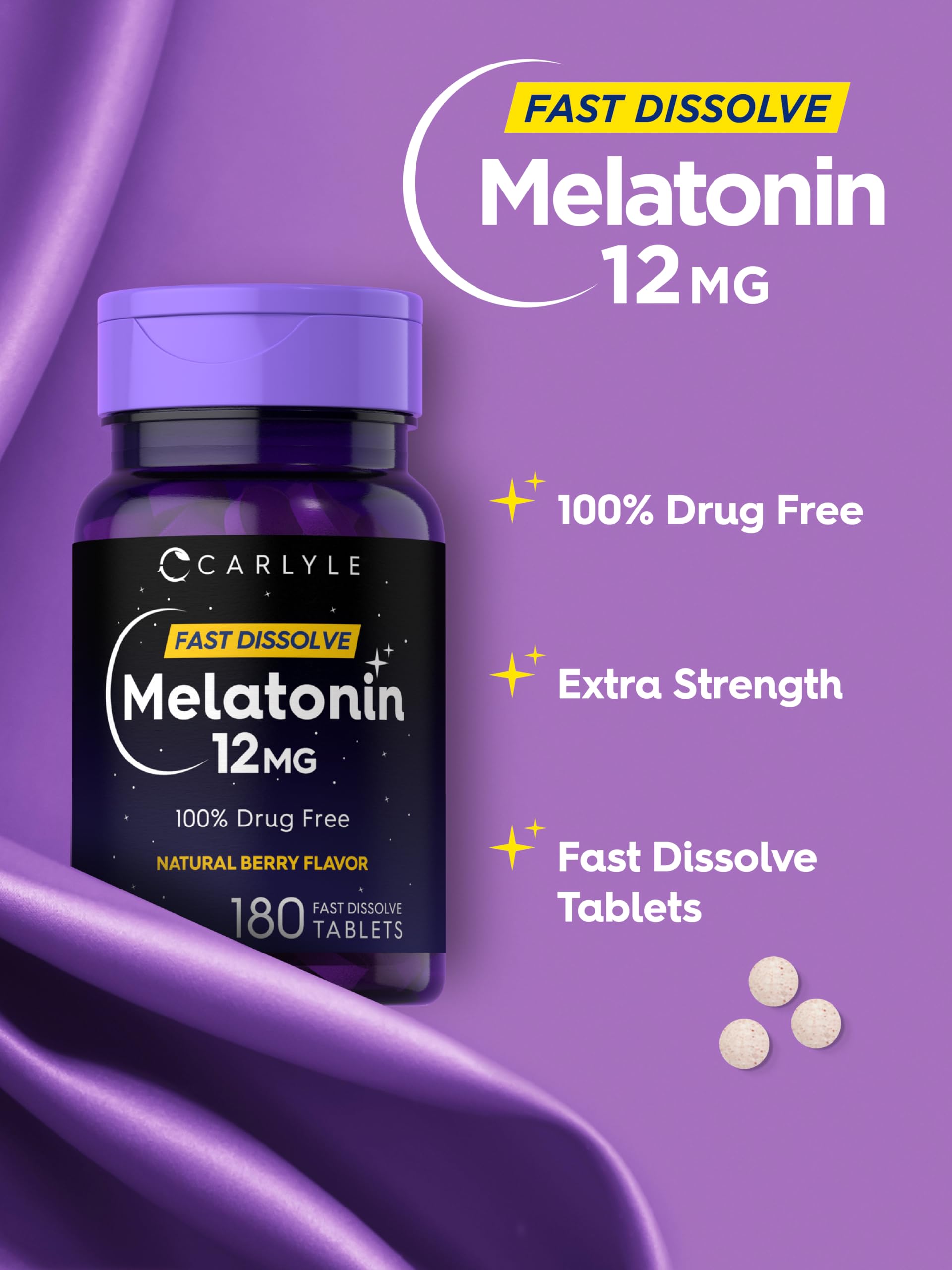 Carlyle Mélatonine 12 mg dissolution rapide — emballage et informations produit