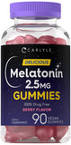 Gommes Carlyle Mélatonine 2,5 mg framboise dans une bouteille pratique pour le soir