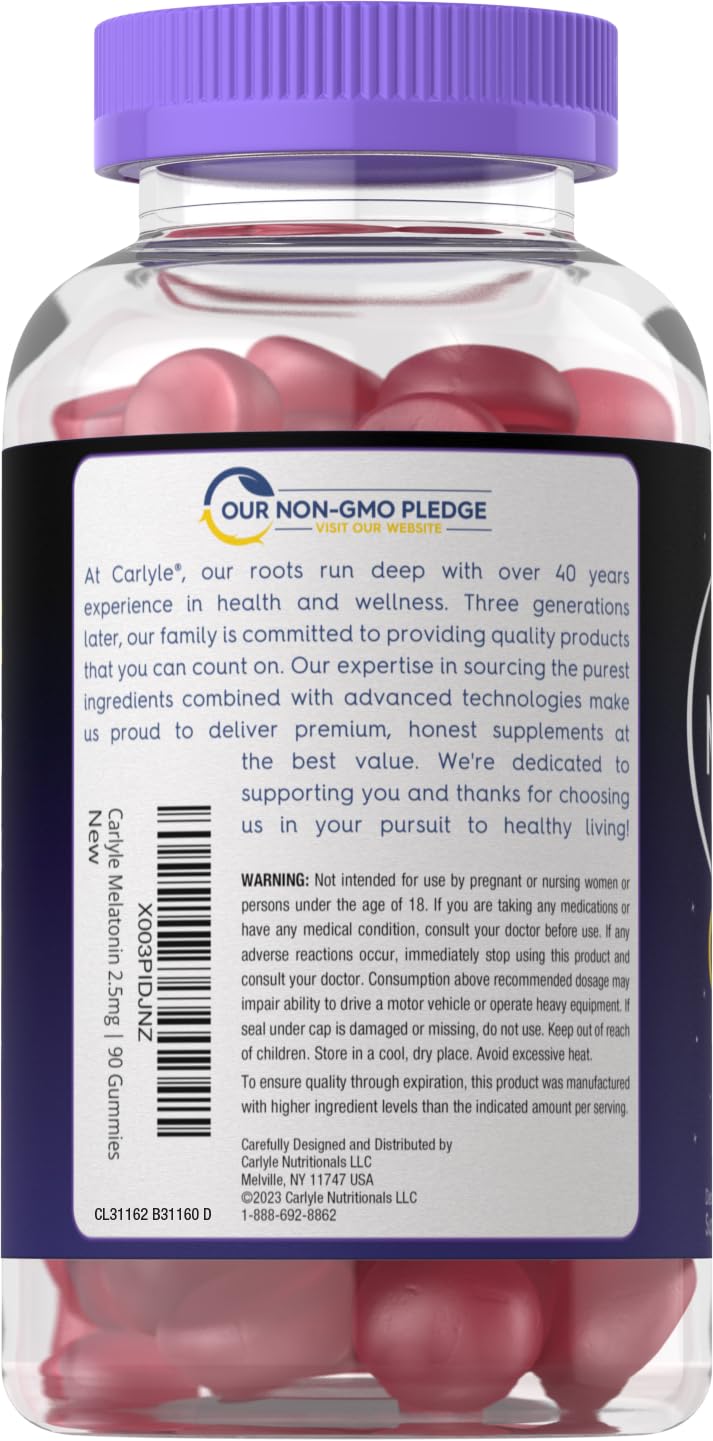 Étiquette Carlyle Mélatonine 2,5 mg sans OGM et sans gluten