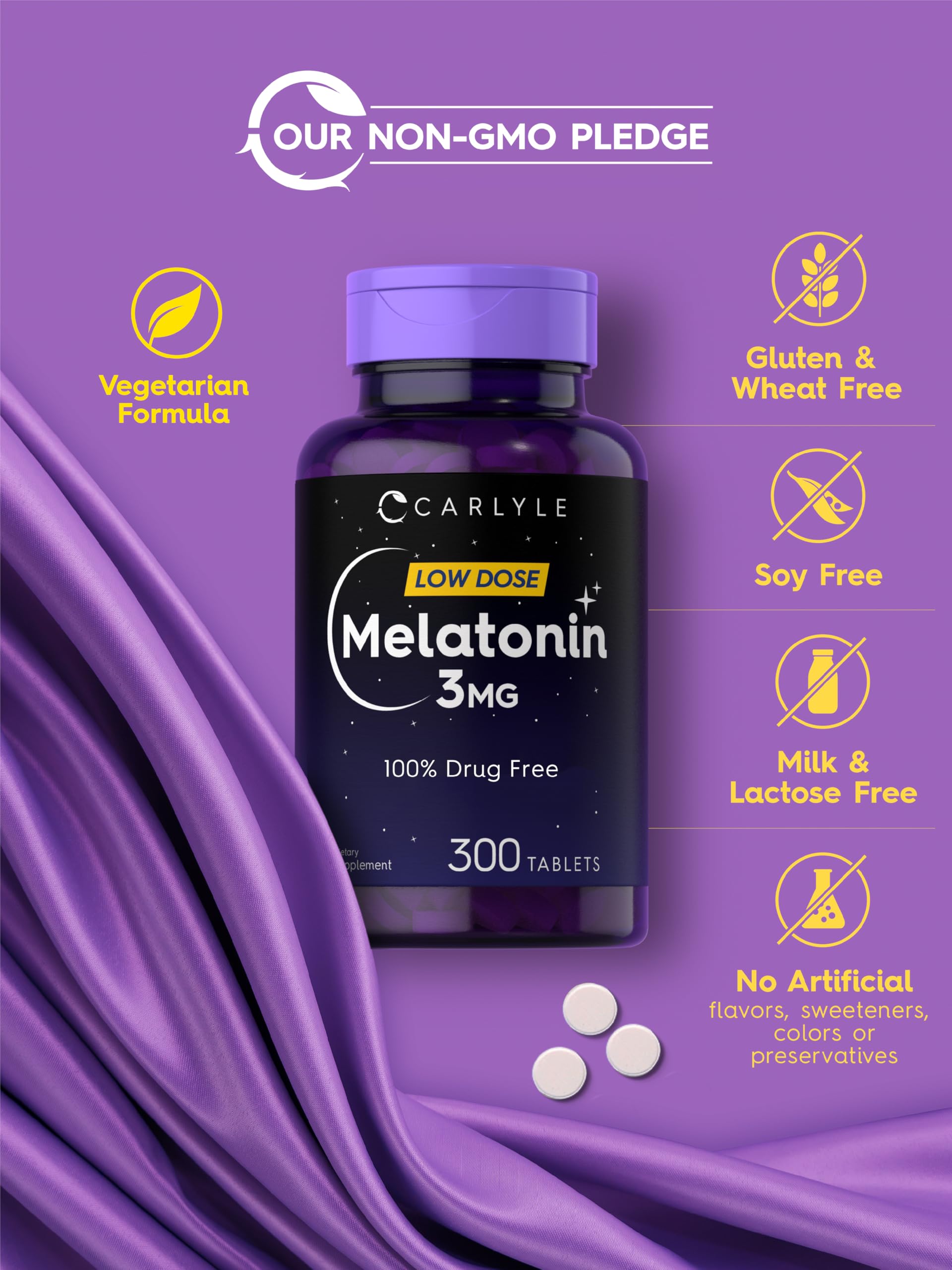 Carlyle Mélatonine 3mg symboles-sans-gluten: convient sans gluten et simplicité.