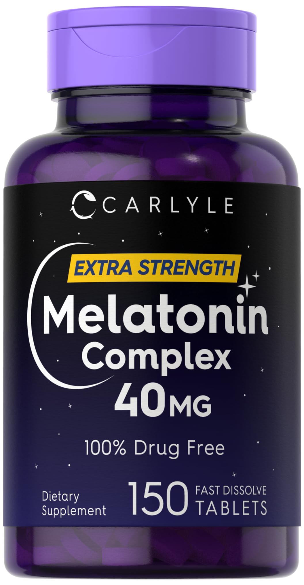 Carlyle Mélatonine 40 mg Complexe – flacon bouteille, soutien potentiel au rythme veille-sommeil.