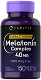 Carlyle Mélatonine 40 mg Complexe – flacon bouteille, soutien potentiel au rythme veille-sommeil.