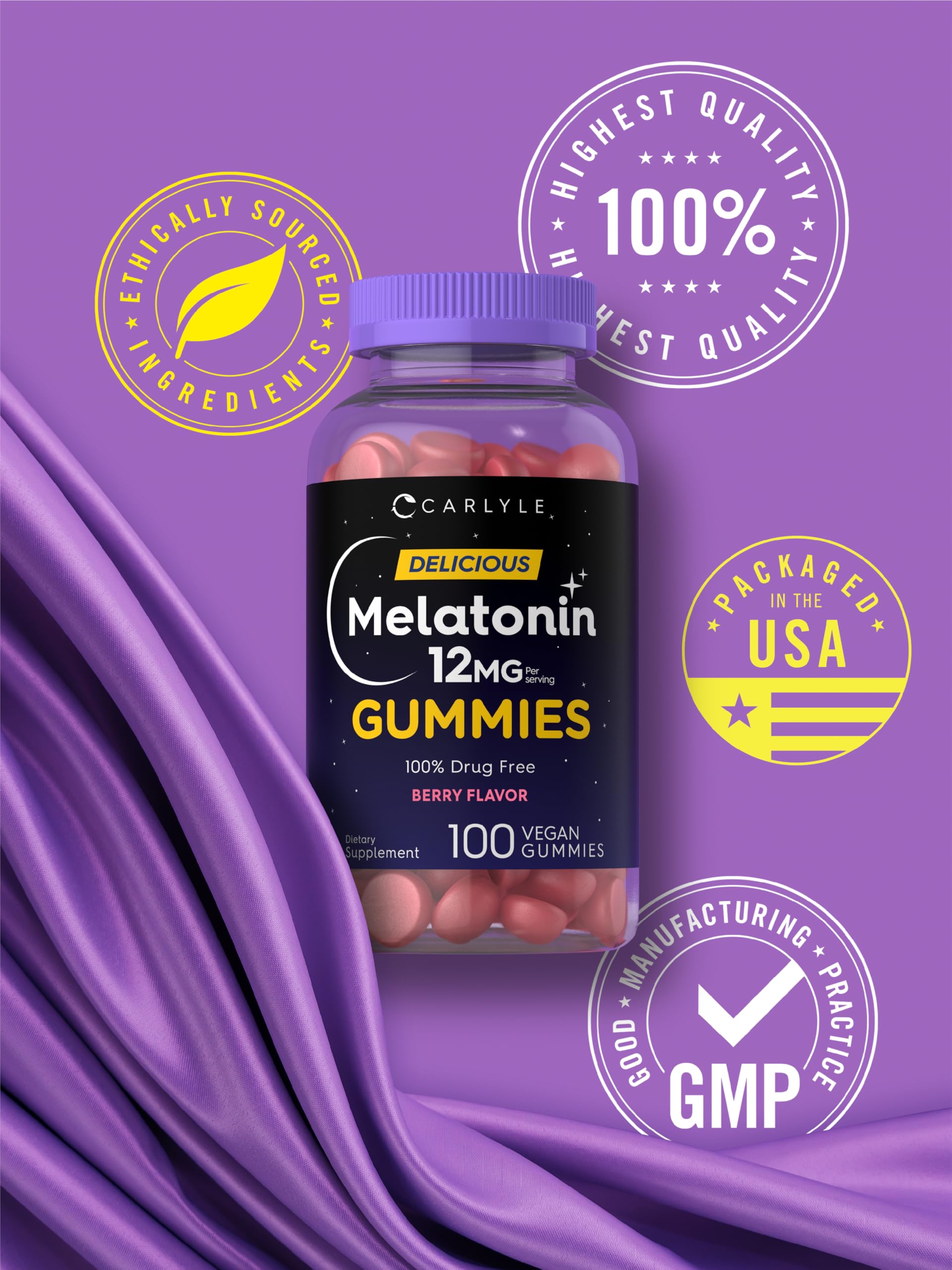 Texture douce des gommes Carlytle Mélatonine, expérience sensorielle agréable.