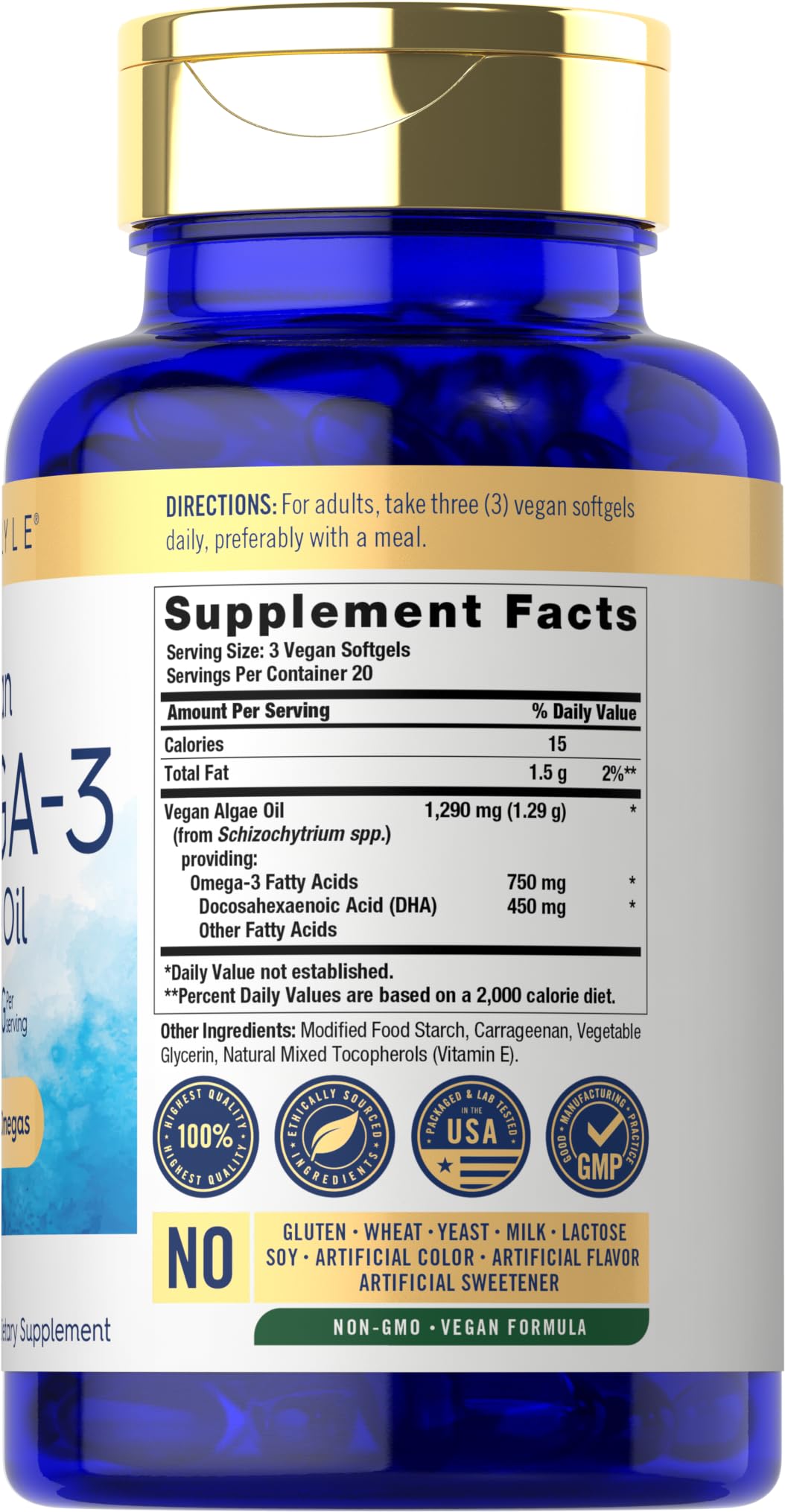 Carlyle Omega-3 végane: capsule de 250 mg pour soutenir votre routine bien-être.