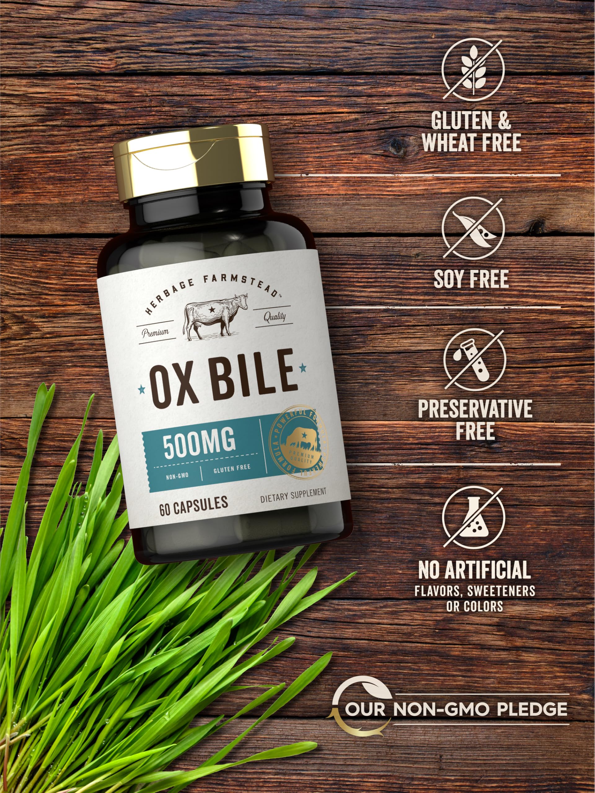 Carlyle Ox Bile – capsules près de la bouteille, routine post-repas