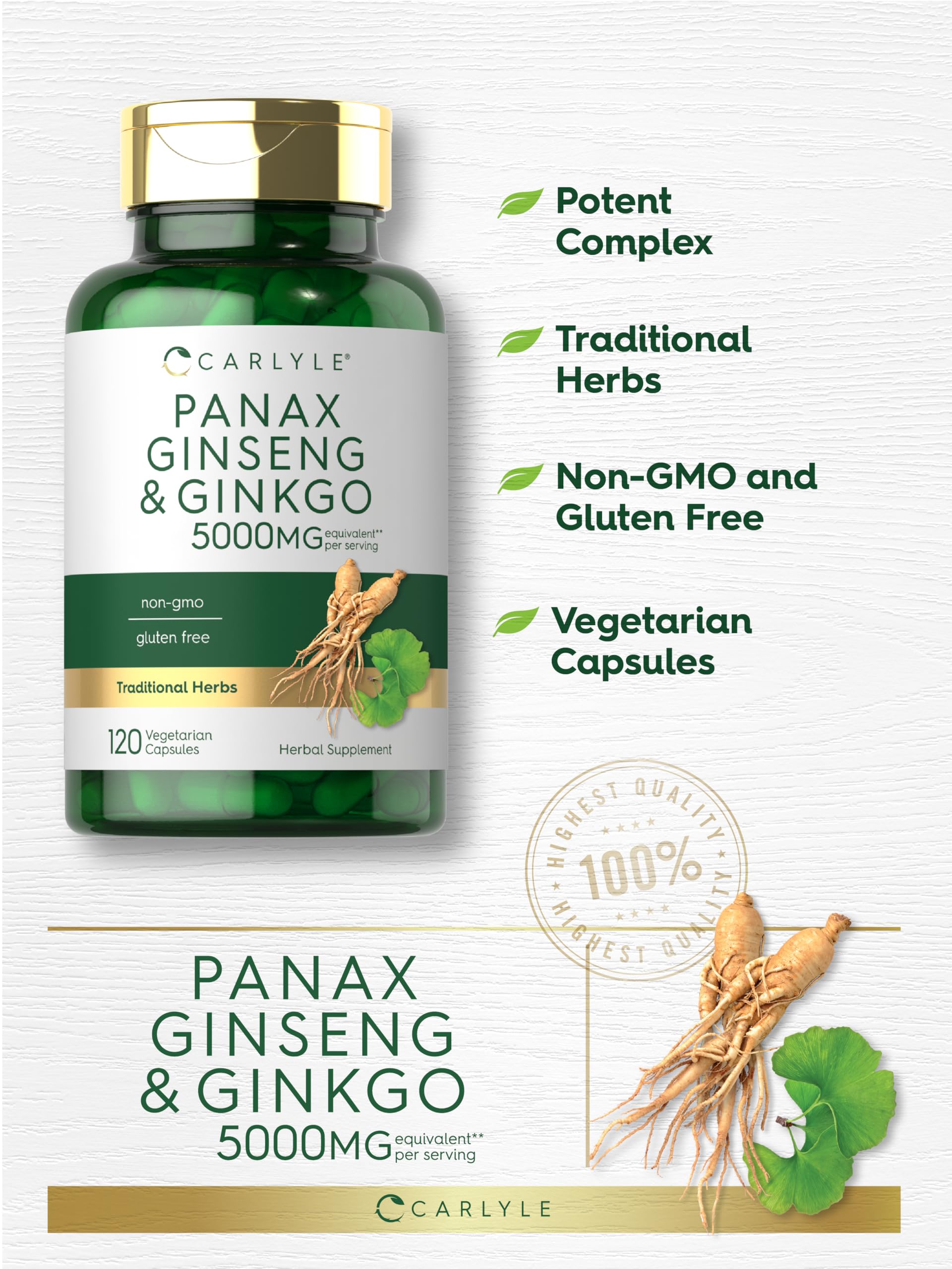 Carlyle Panax Ginseng et Ginkgo — composition: deux plantes réunies pour harmonie et vitalité.