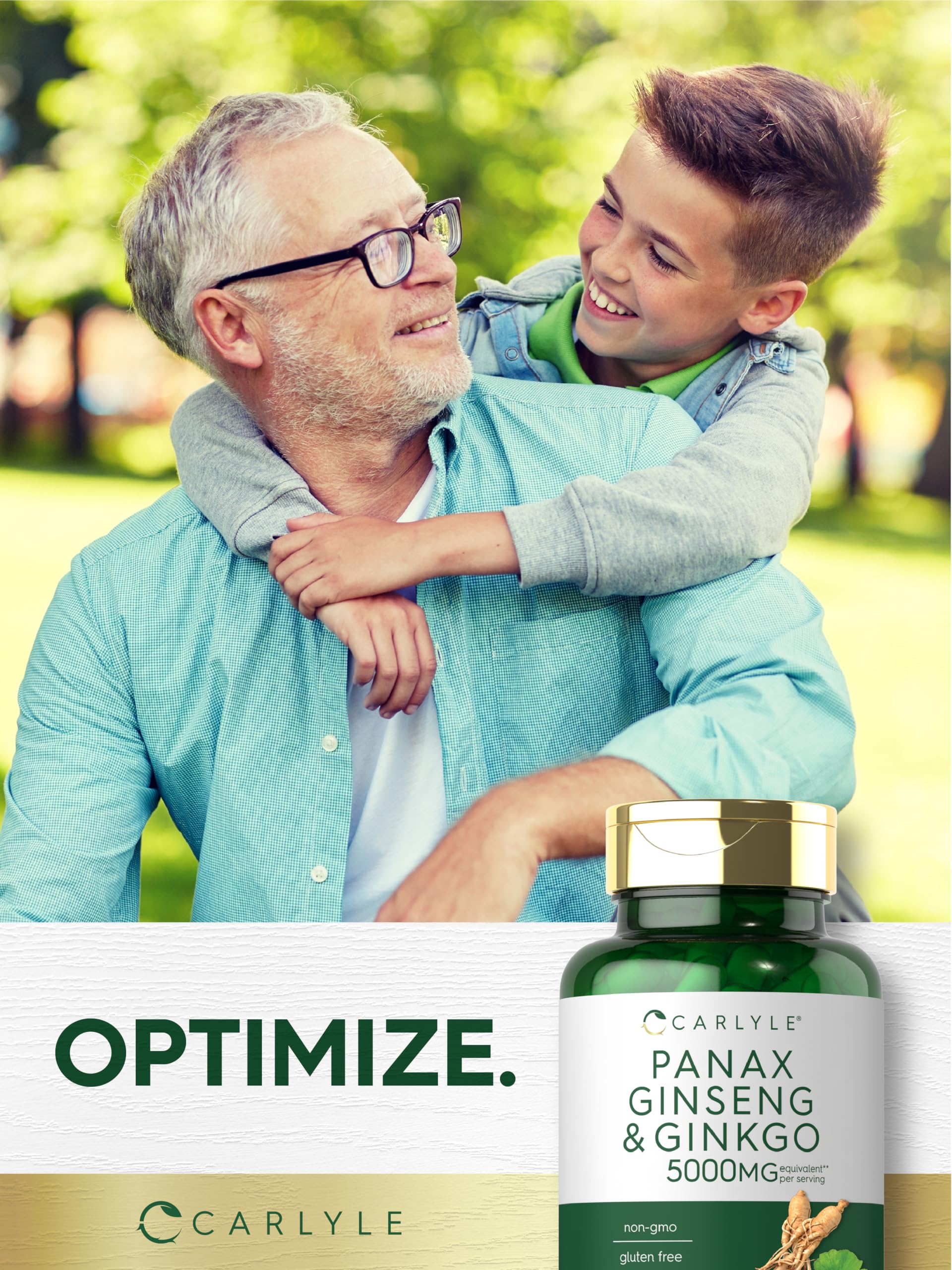 Carlyle Panax Ginseng et Ginkgo — emballage externe: produit sans allergènes et sûr.