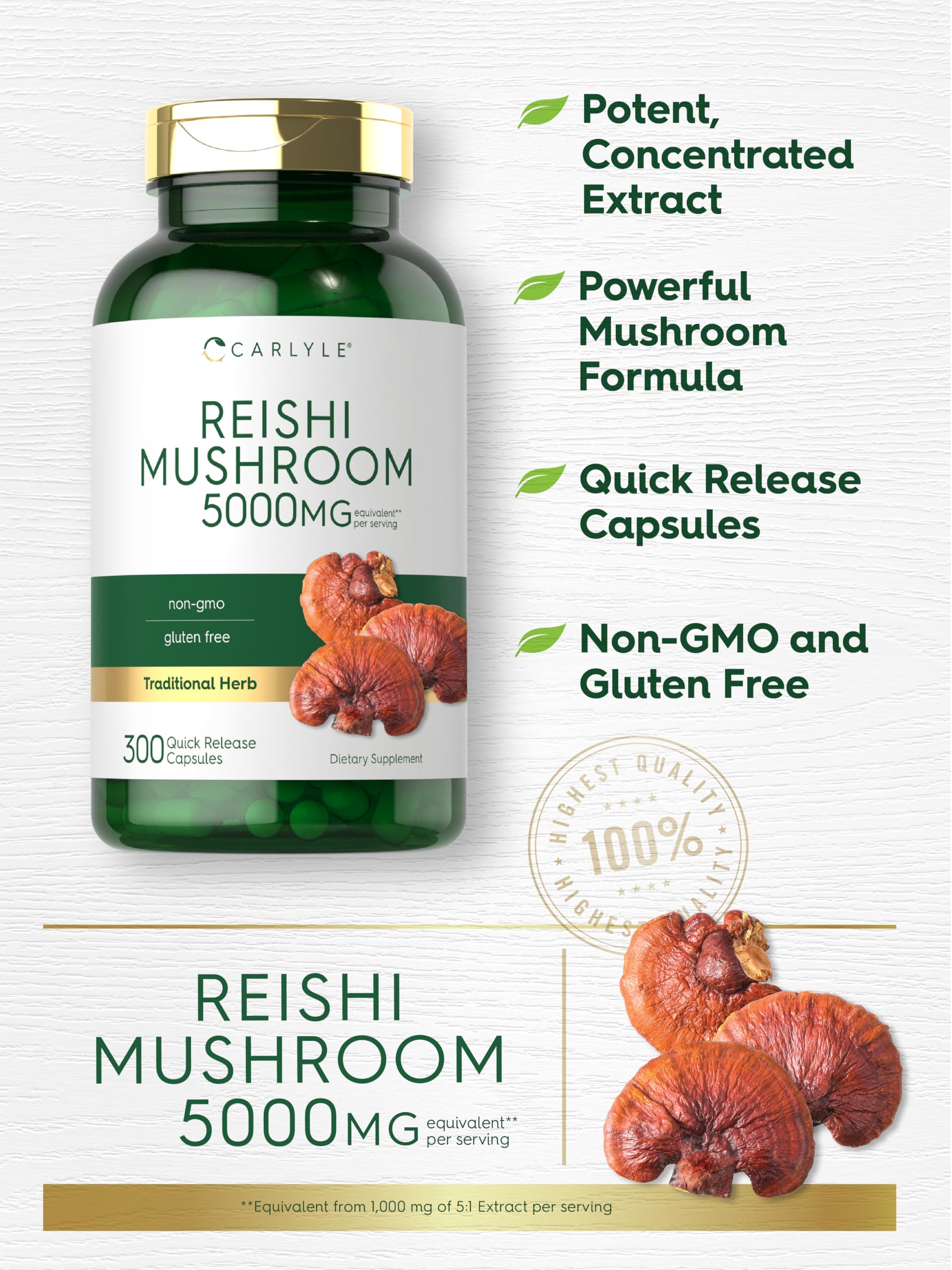 Carlyle Reishi: étiquette sans gluten adaptée aux régimes sensibles.