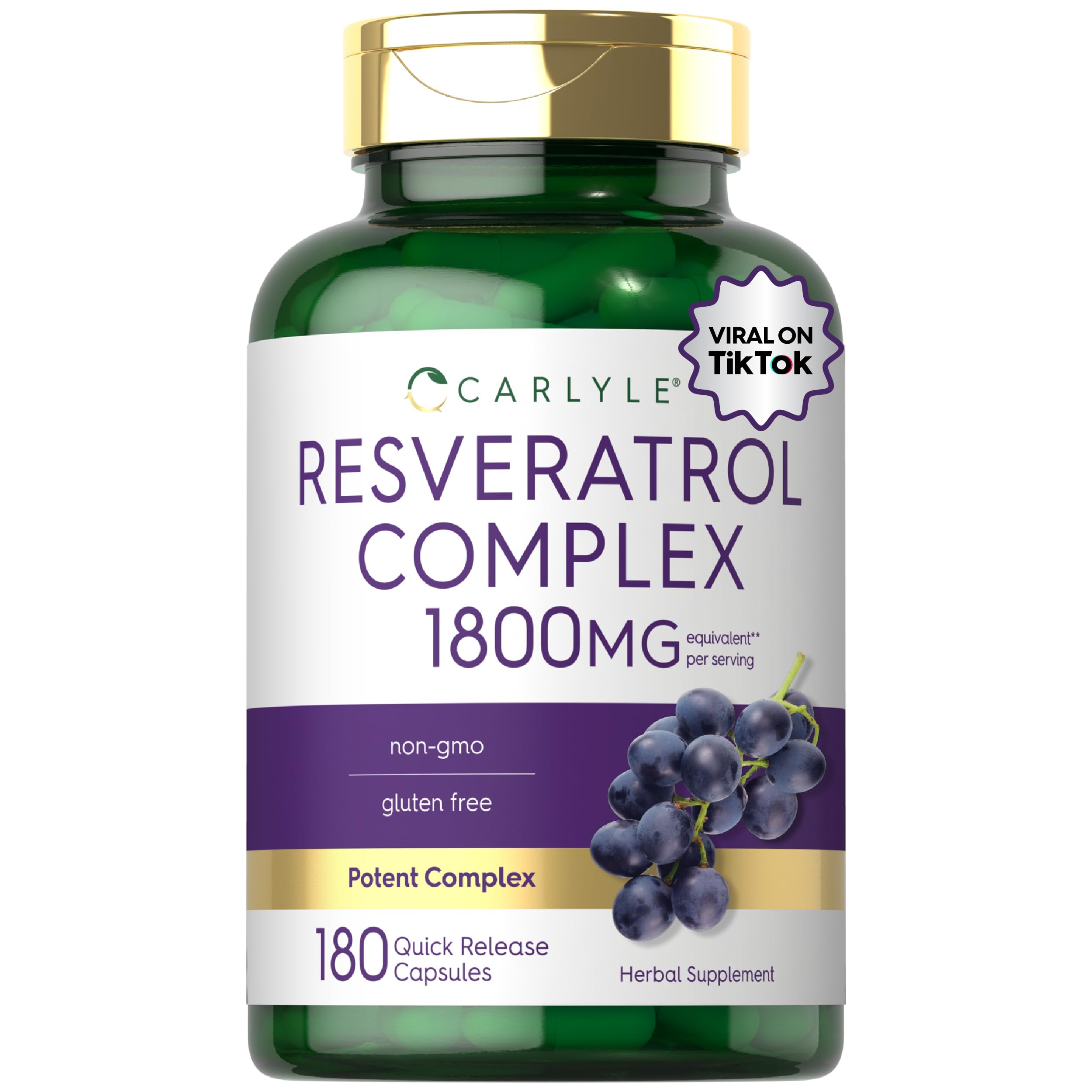 Carlyle Résveratrol: bouteille de 180 gélules pour le bien-être quotidien.