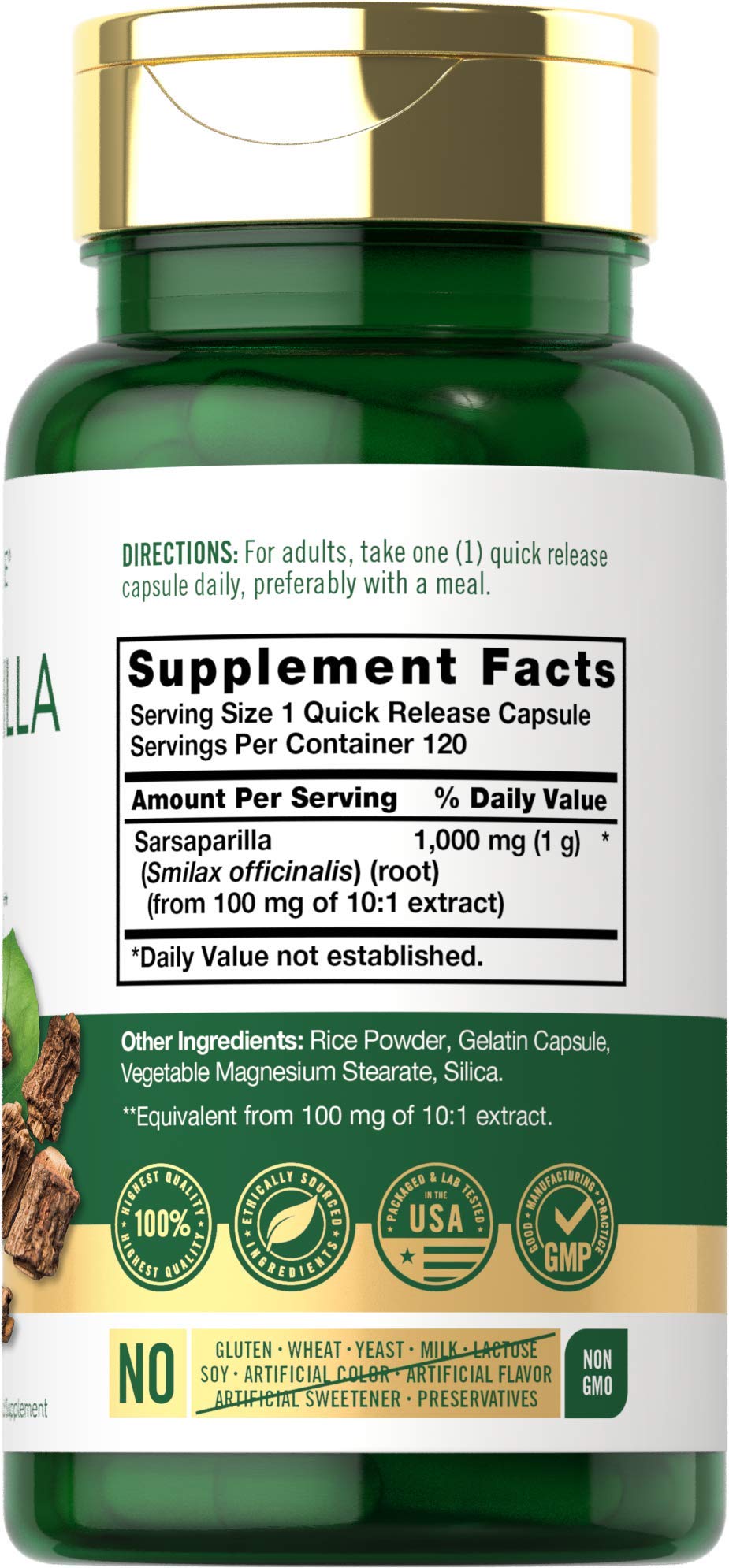 Carlyle sarsaparilla racine capsules boite démontre présentation fiable et conviviale