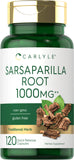 Carlyle sarsaparilla racine capsules bouteille montre le format pratique et sans gluten