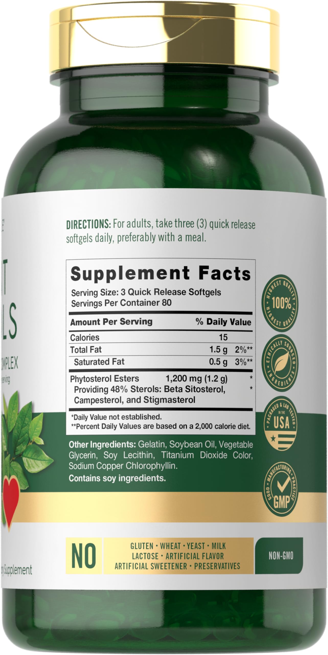 Carlyle Plant Sterols : capsules molles en gros plan, dosage puissant.