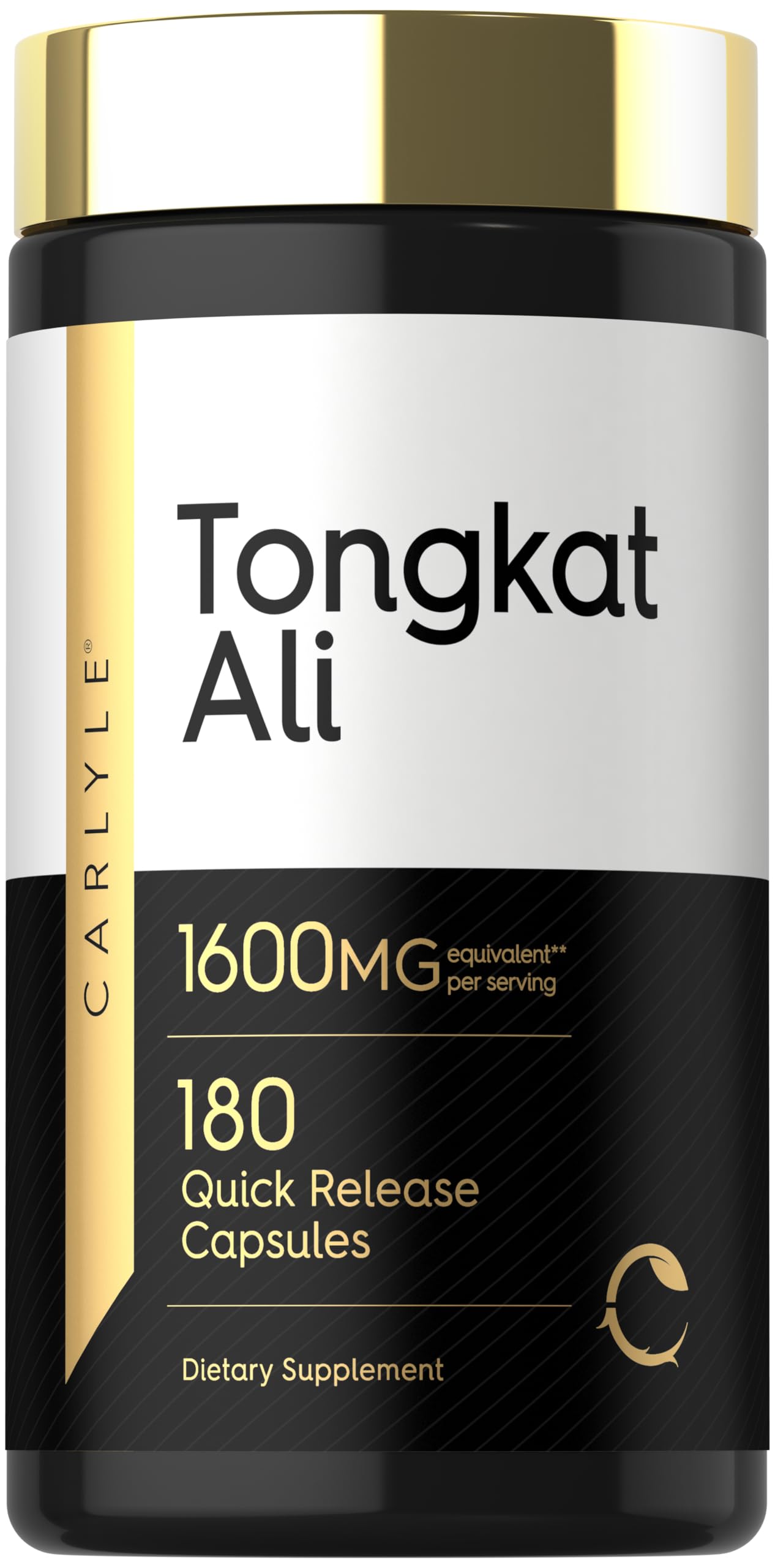 Carlyle Tongkat Ali, bouteille de 180 capsules, pour soutenir l'énergie naturelle.