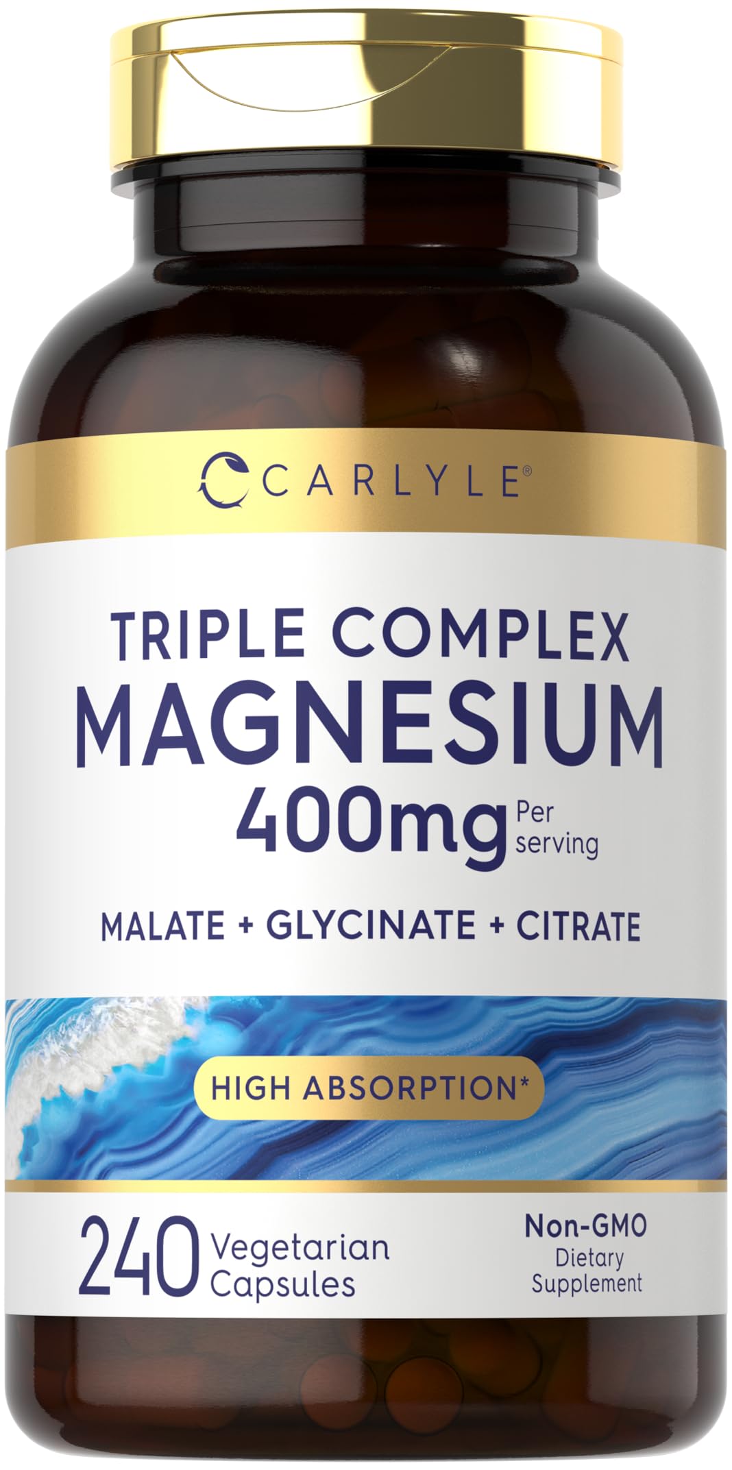 Carlyle Triple Magnesium Complex: bouteille de capsules végétariennes prête pour la routine quotidienne
