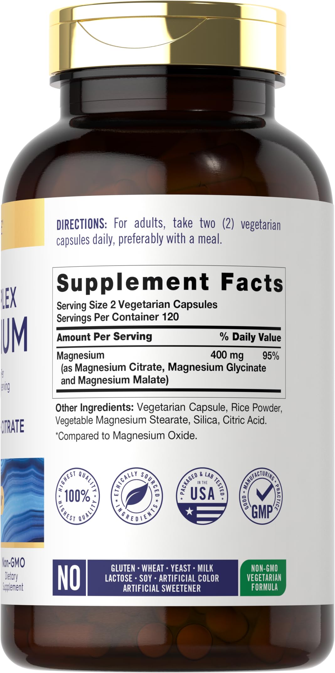 Capsules végétariennes Carlyle Triple Magnesium Complex prêtes à être consommées