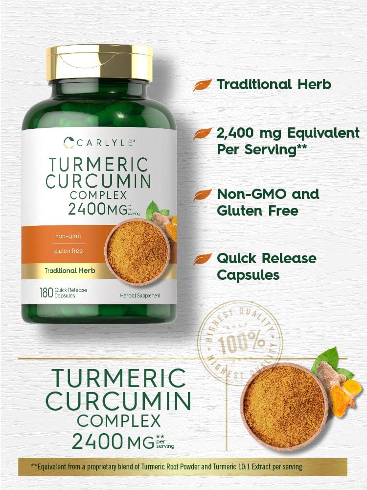 Carlyle Turmeric Curcumin : capsules faciles à avaler, parfaites pour une prise quotidienne.