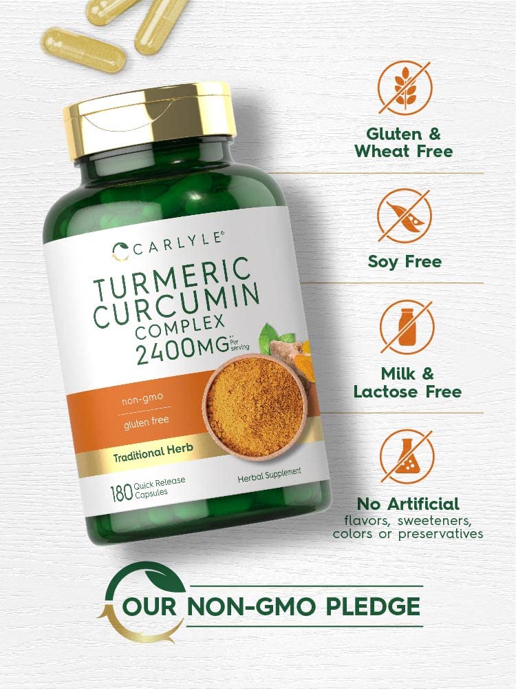 Carlyle Turmeric Curcumin : poudre et cuillère pour doser facilement votre complément.