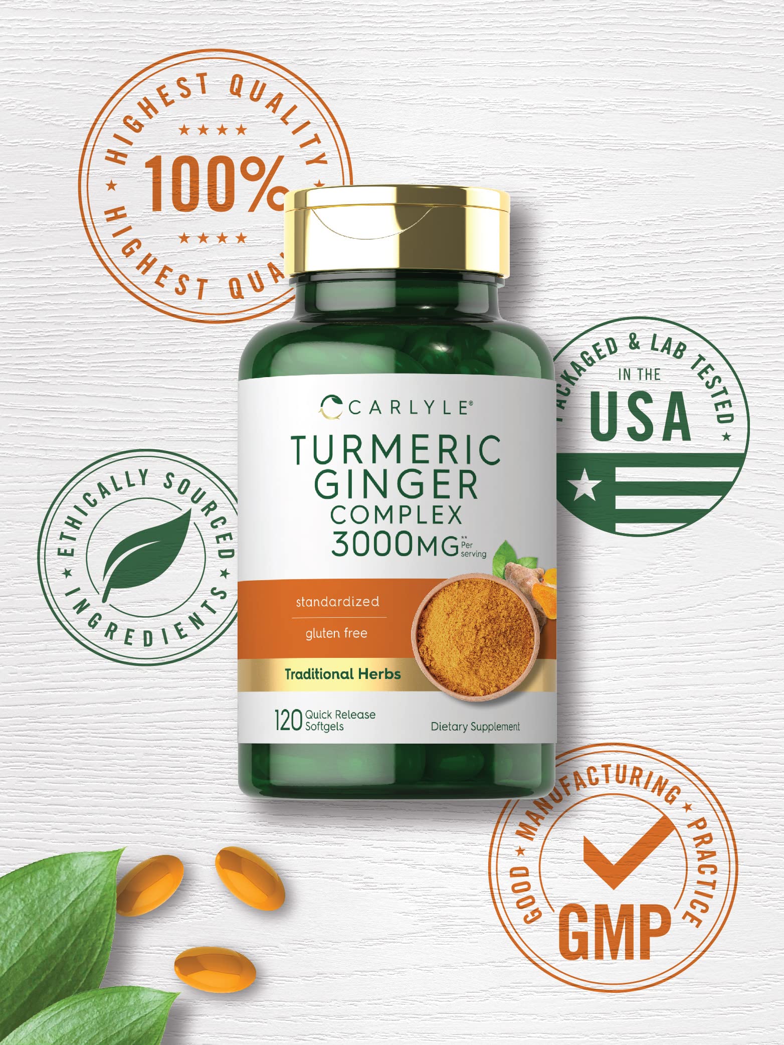 Carlyle Utilisation Quotidienne Curcuma Gingembre, soutien naturel pour énergie et vitalité.