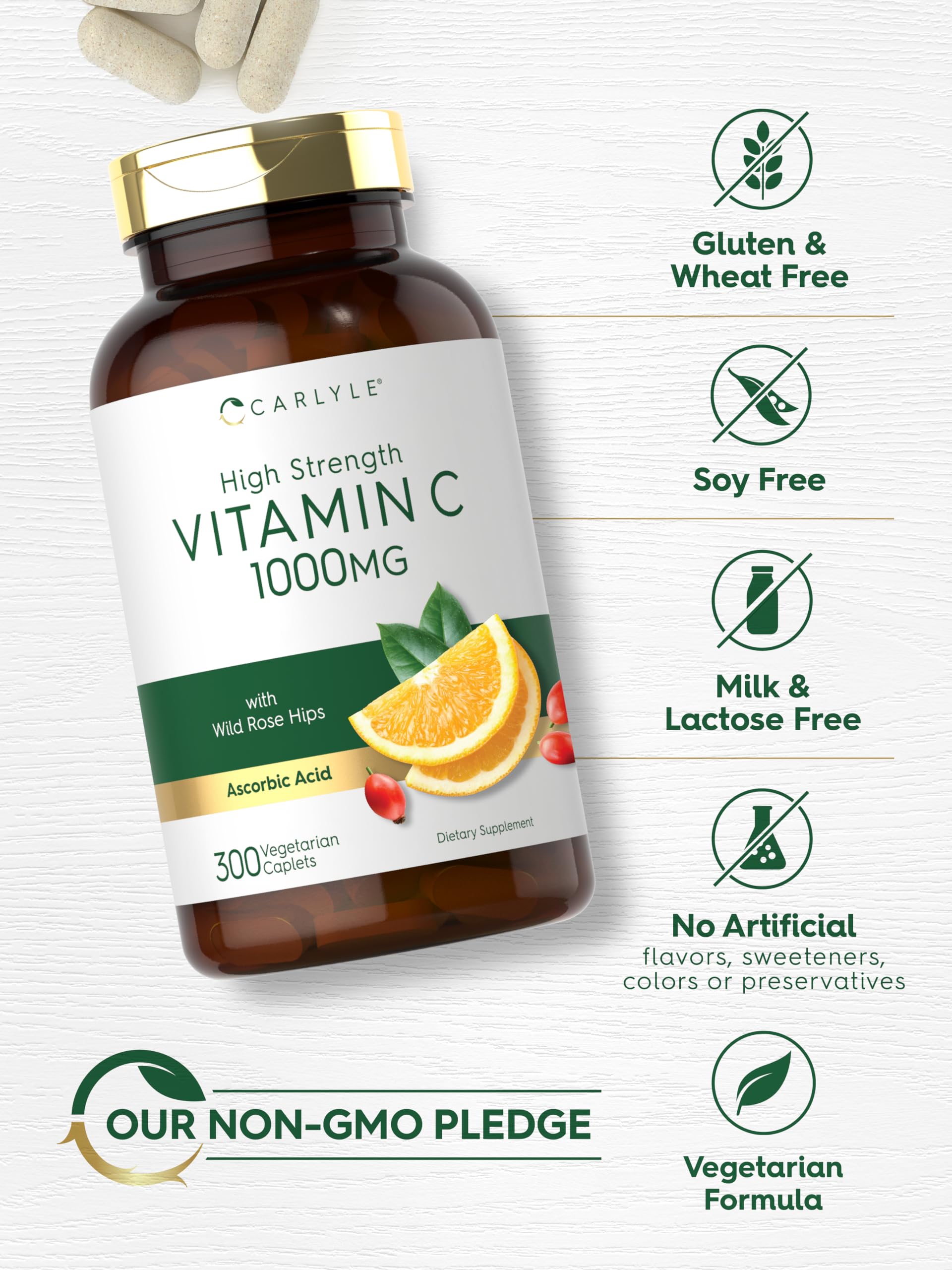 Carlyle Vitamine C caplets: sans gluten et sans OGM, formule naturelle