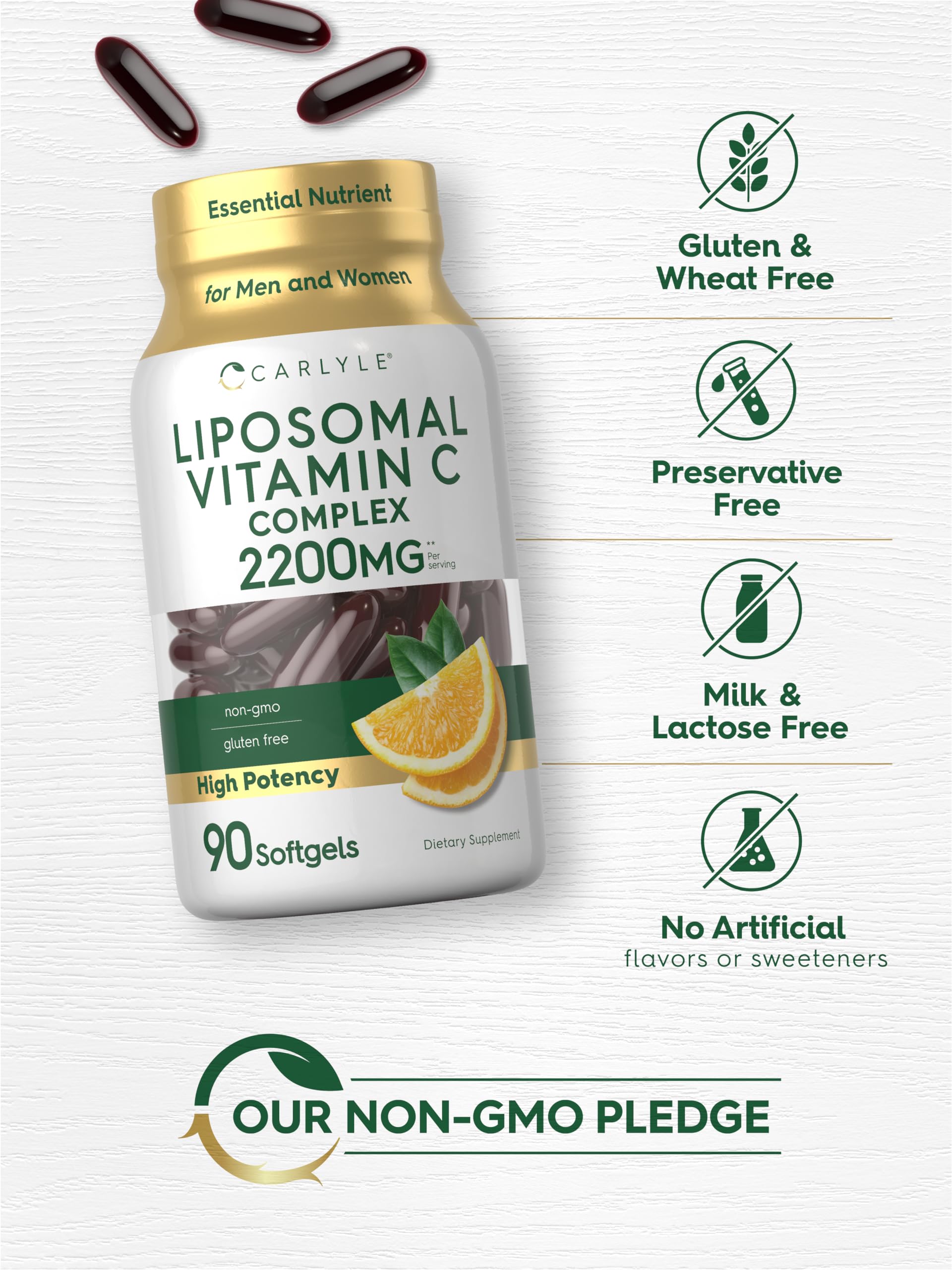 Carlyle vitamine C liposomale: capsules molles, dosage élevé en déplacement