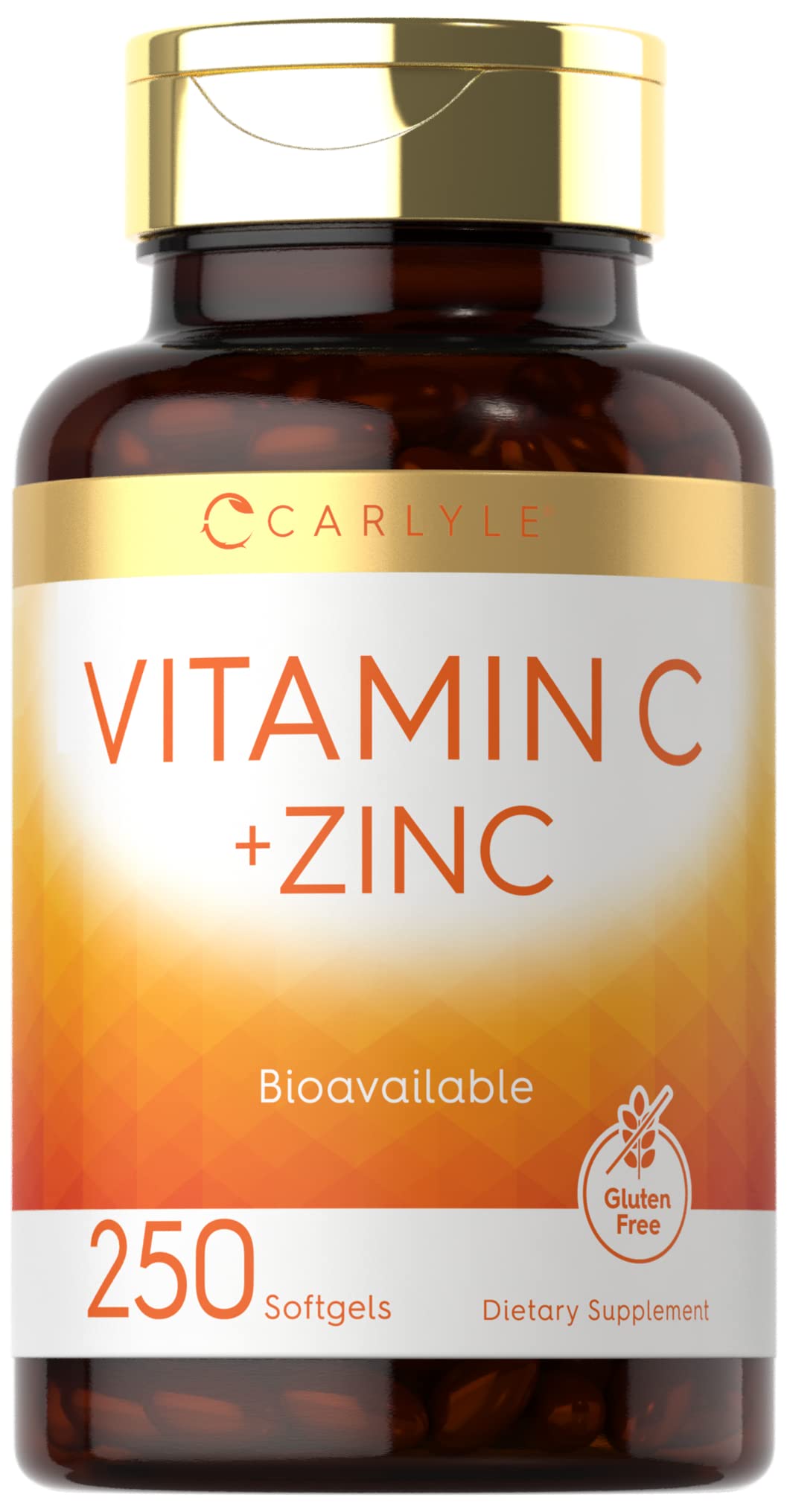 Carlyle Vitamine C avec Zinc, bouteille de capsules molles pour un apport quotidien pratique.