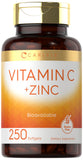 Carlyle Vitamine C avec Zinc, bouteille de capsules molles pour un apport quotidien pratique.