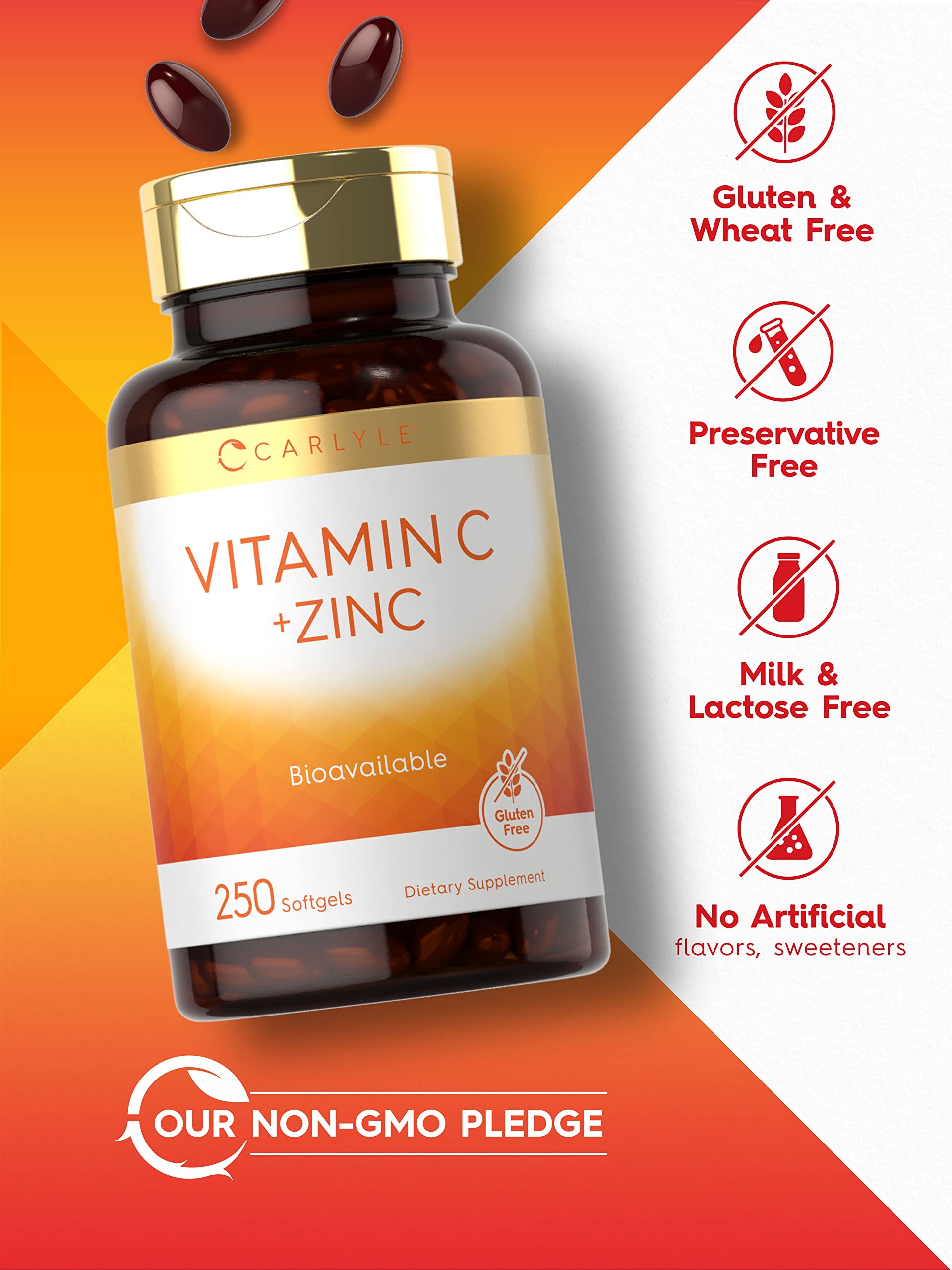 Carlyle Vitamine C avec Zinc, capsules molles faciles à prendre au quotidien.