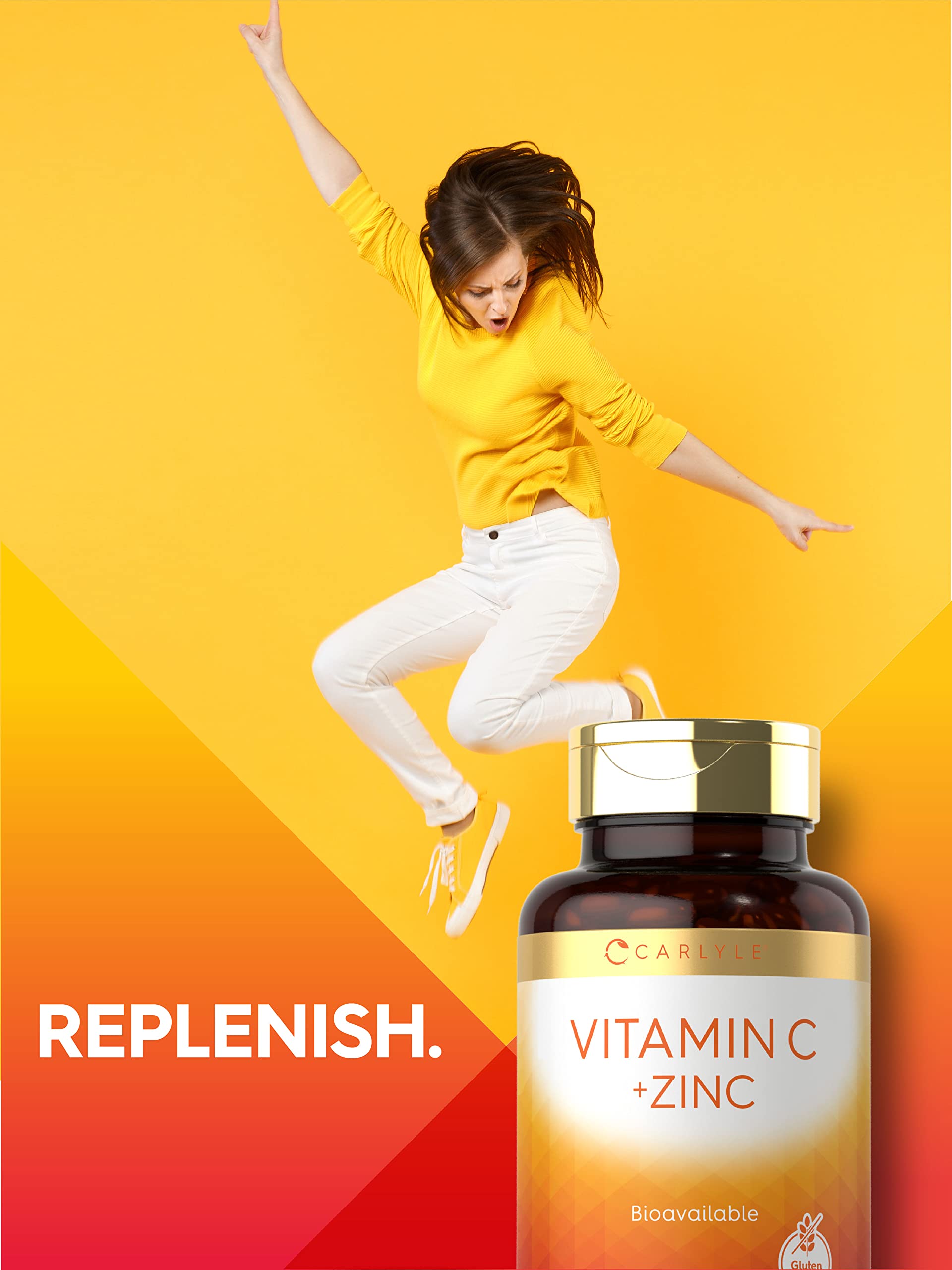 Carlyle Vitamine C avec Zinc, dosage quotidien pratique avec verre d'eau.