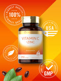 Carlyle Vitamine C avec Zinc, étiquette lisible pour vérifier les composants et valeurs.