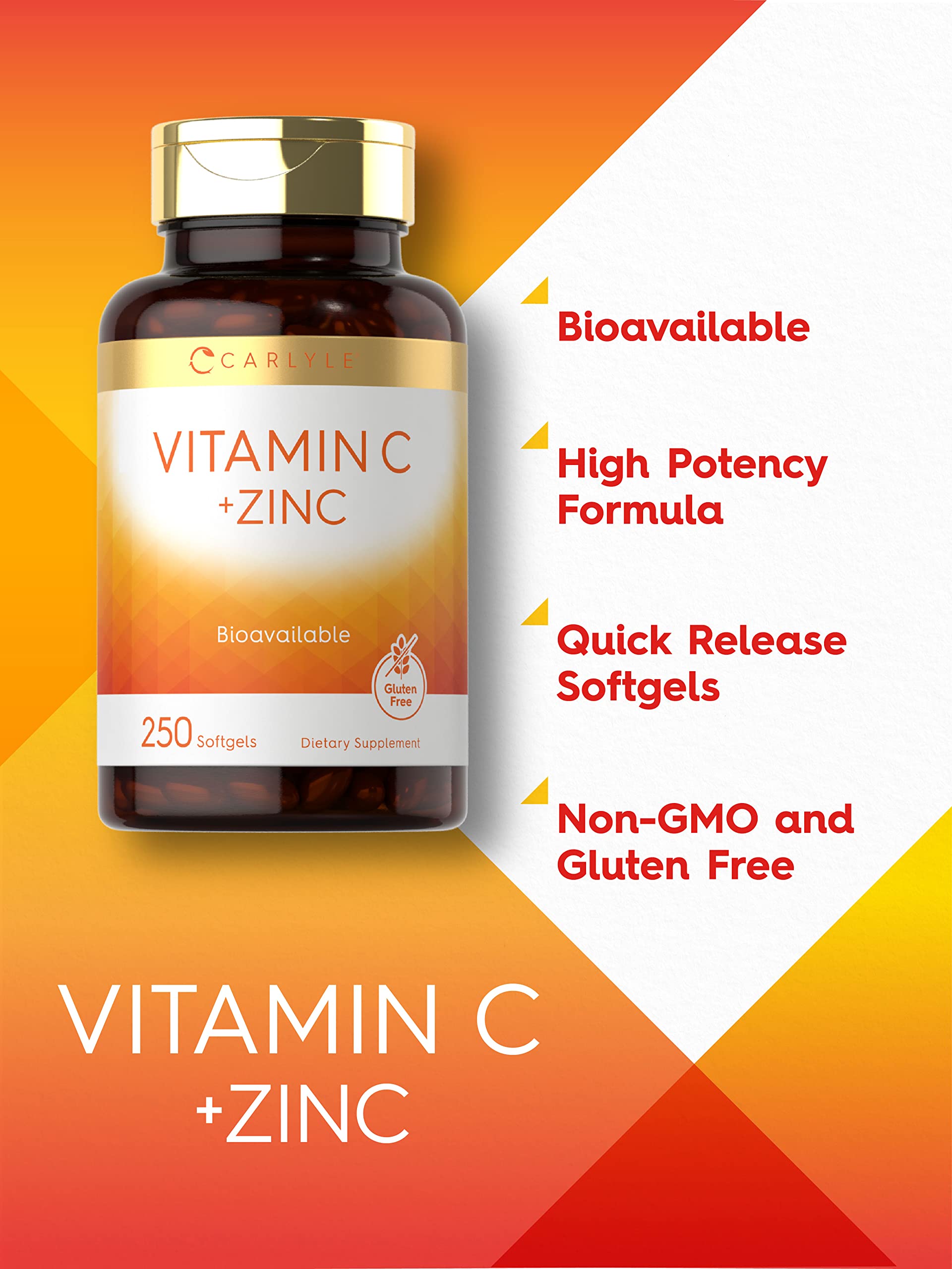 Carlyle Vitamine C avec Zinc, formule biodisponible en capsules molles favorisant l’absorption potentielle.