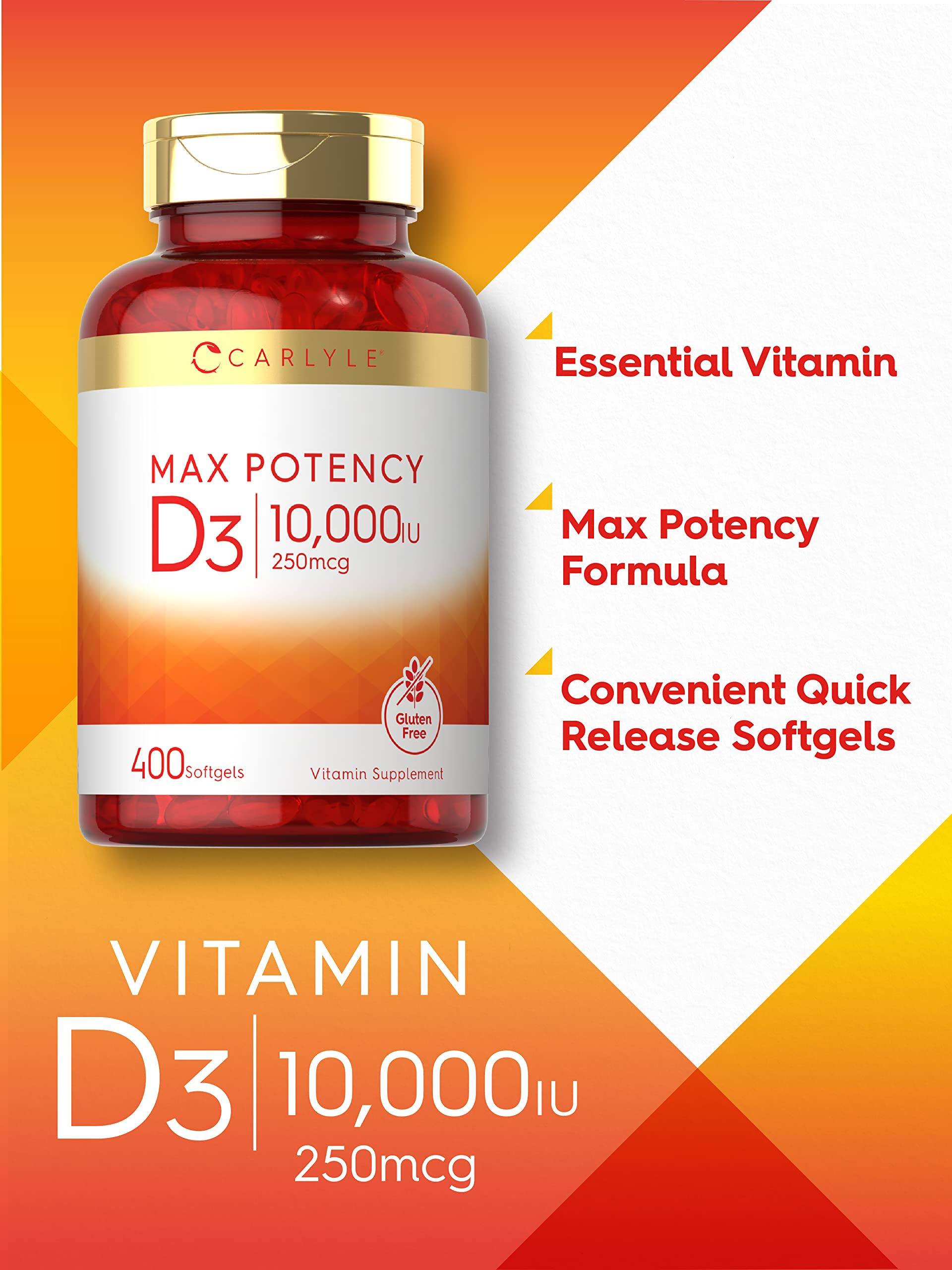 Carlyle vitamine D3 10000 UI – gélules molles en gros plan, prise facile.