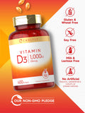 Carlyle Vitamine D3: emballage sûr et informatif pour une consommation responsable.