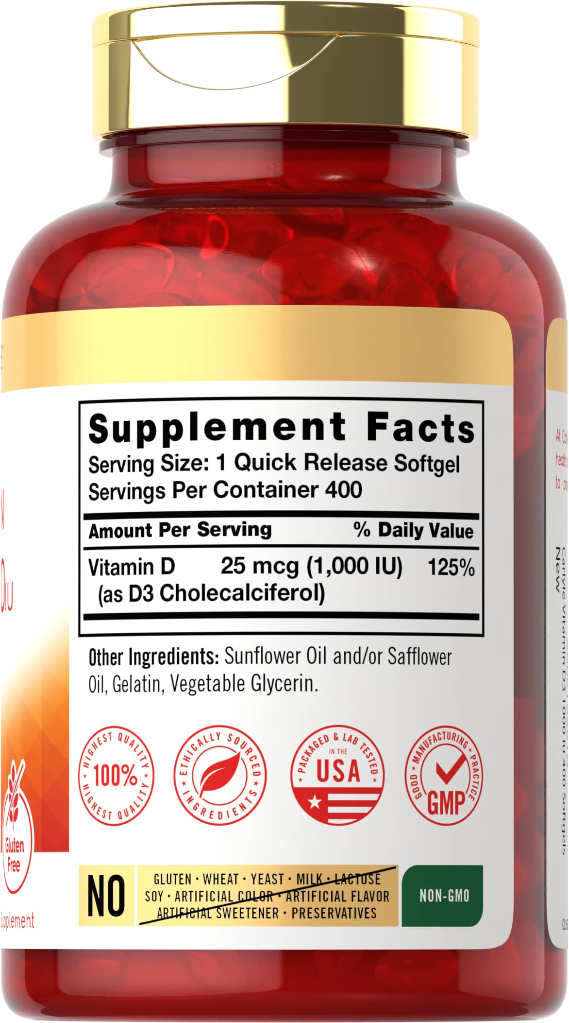 Carlyle Vitamine D3: gélules molles rapides à avaler pour le bon dosage.