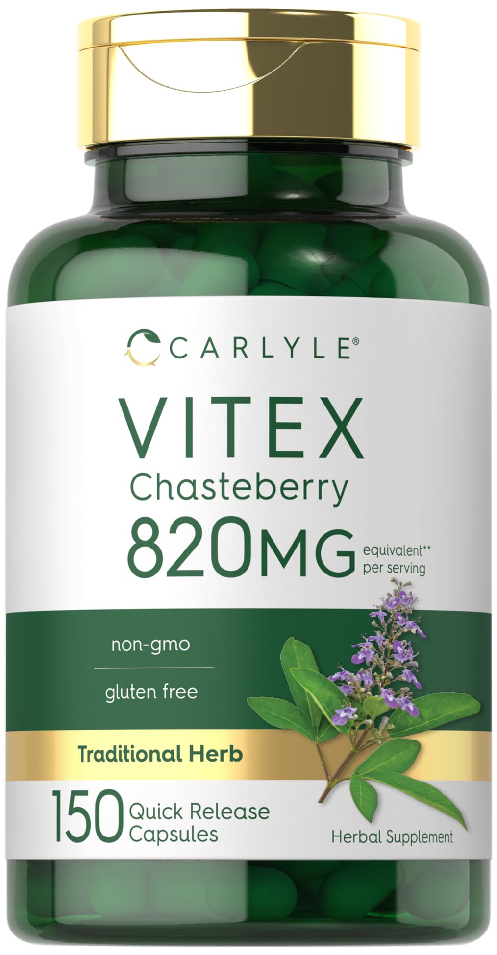 Carlyle Vitex Chasteberry: bouteille 150 gélules, soutien potentiel au bien-être féminin