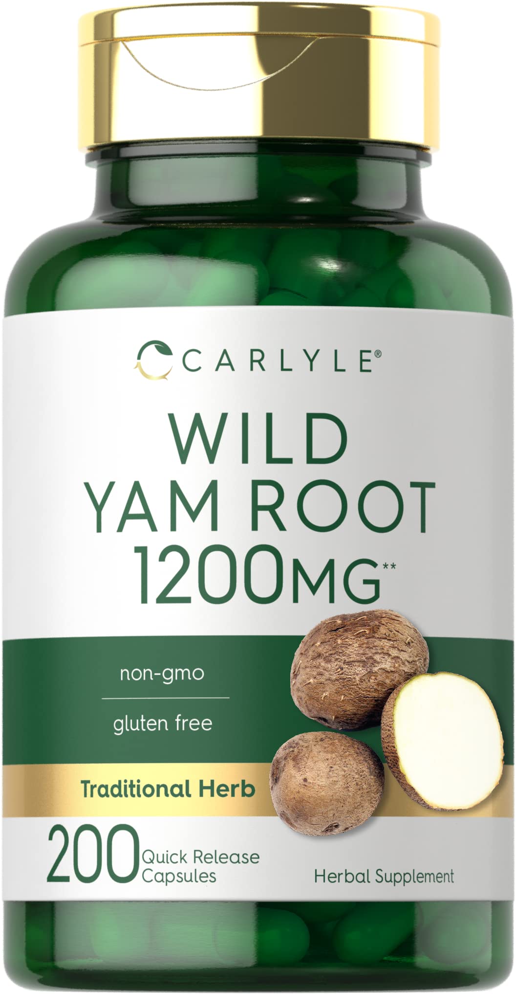Carlyle Wild Yam en capsules sur la bouteille, pratique pour l’usage quotidien.