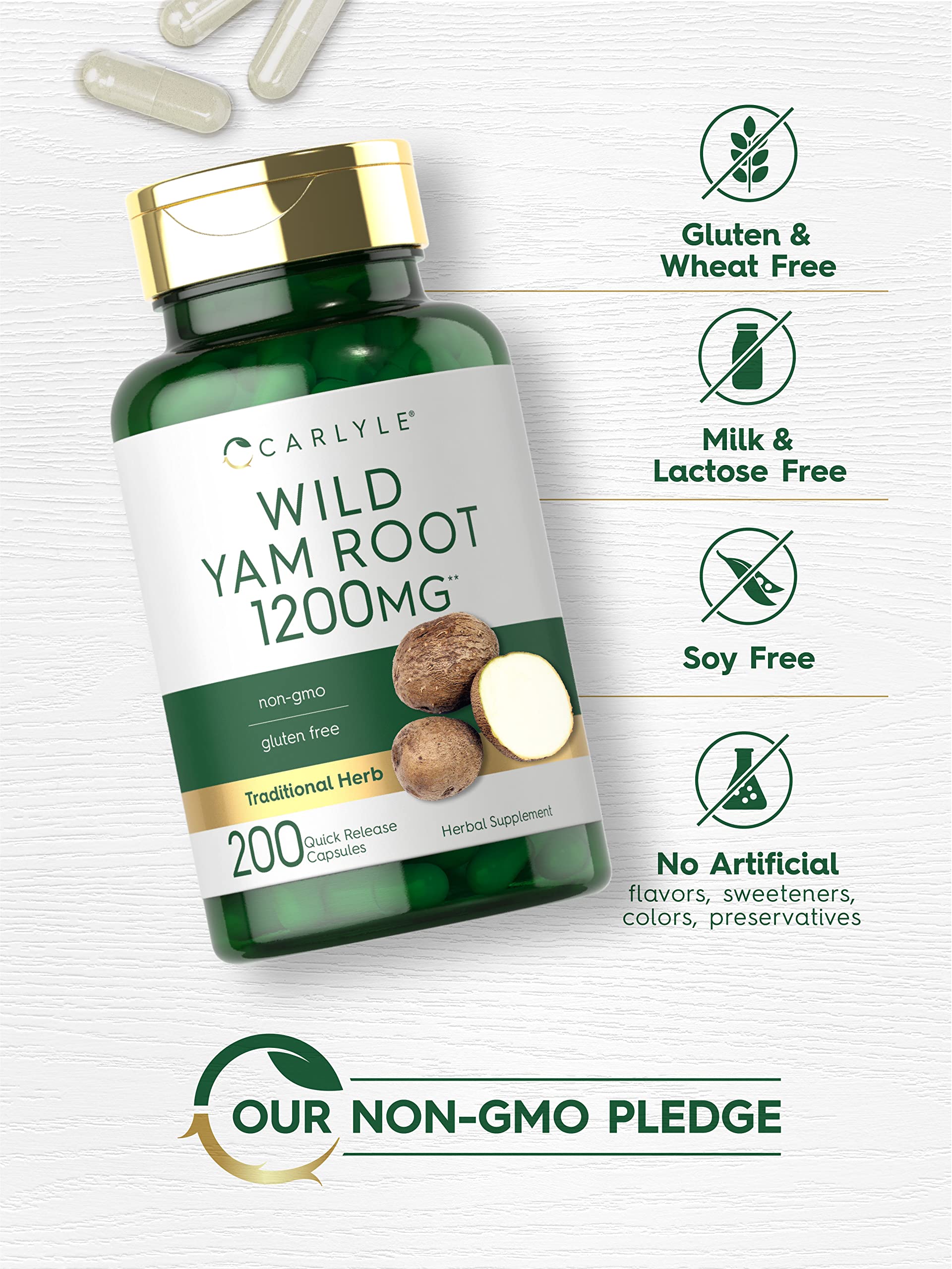 Gélules Carlyle Wild Yam, capsules standard pour prise simple et rapide.