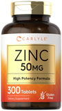 Carlyle Zinc 50 mg – Bouteille de comprimés, soutien quotidien de l'énergie