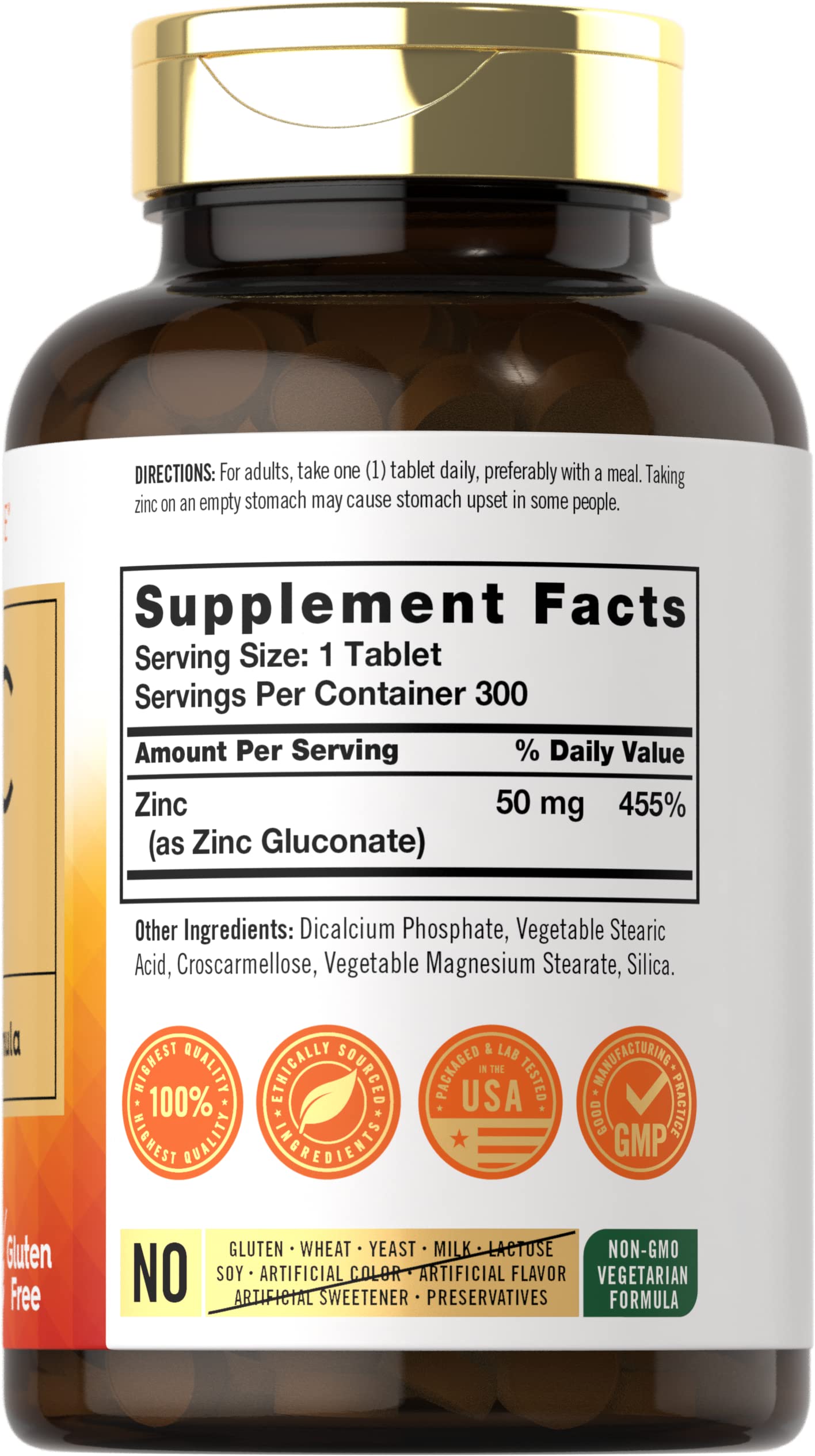 Carlyle Zinc 50 mg – Étiquette végétarienne, sans gluten et sans OGM