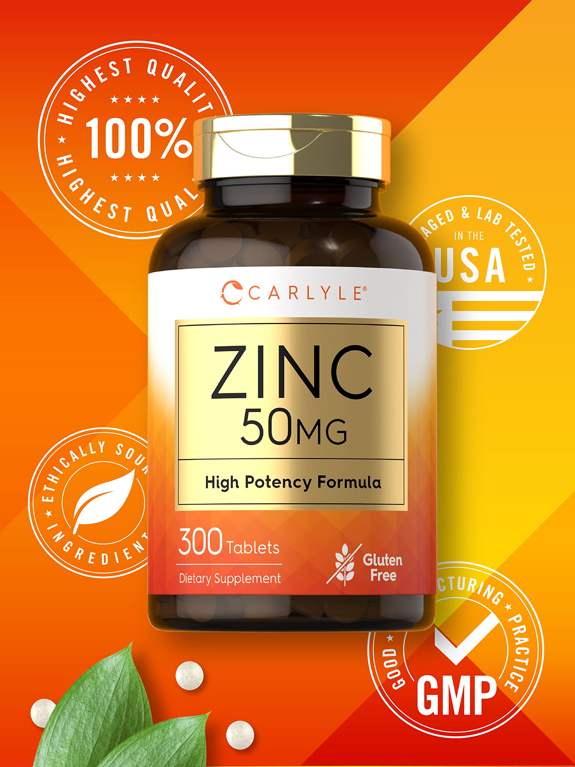 Carlyle Zinc 50 mg – Zinc gluconate premium pour routines nutritionnelles