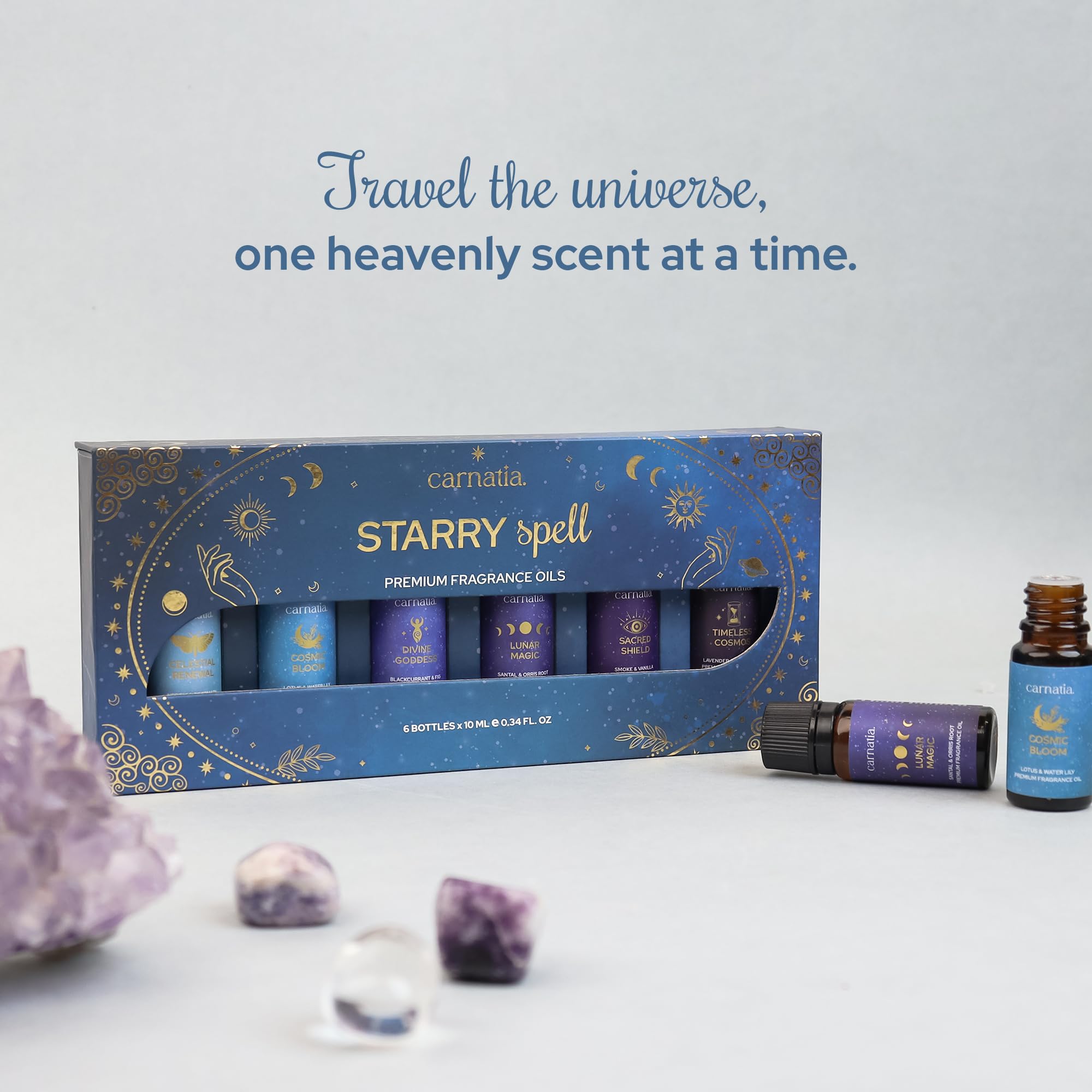 Carnatia Starry Spell: étiquettes éco sur flacons pour une consommation responsable