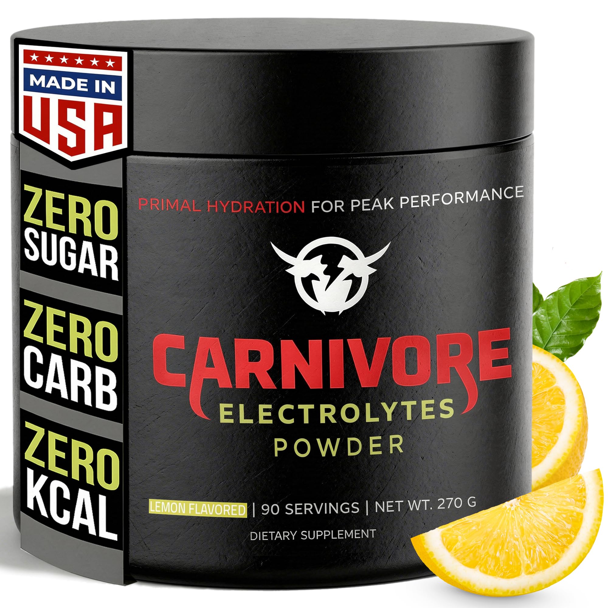 Carnivore Electrolytes Poudre, etiquette citron: hydratation pratique après l'effort.